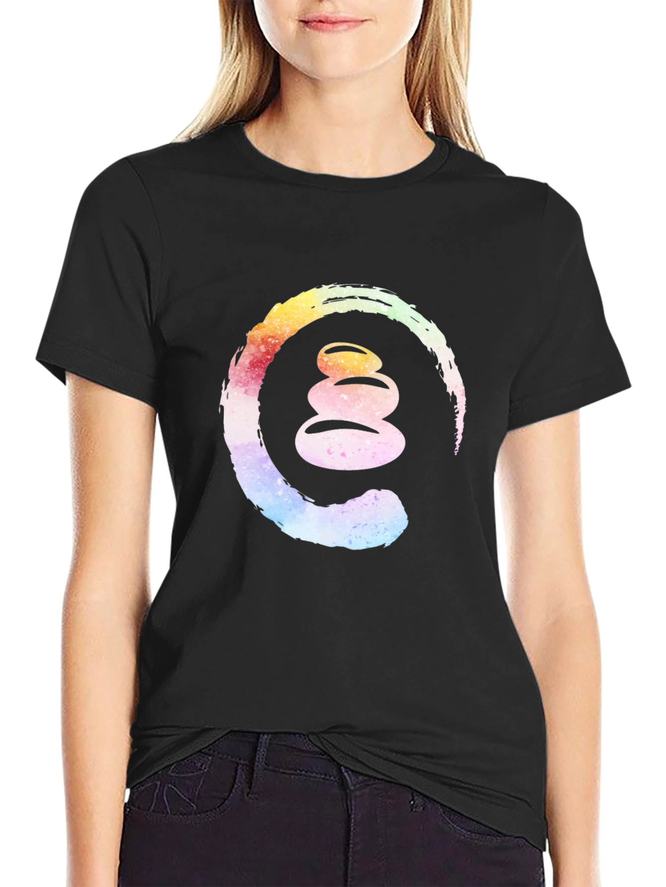Zen Stone Stack Enso Circle Graphic Tee
