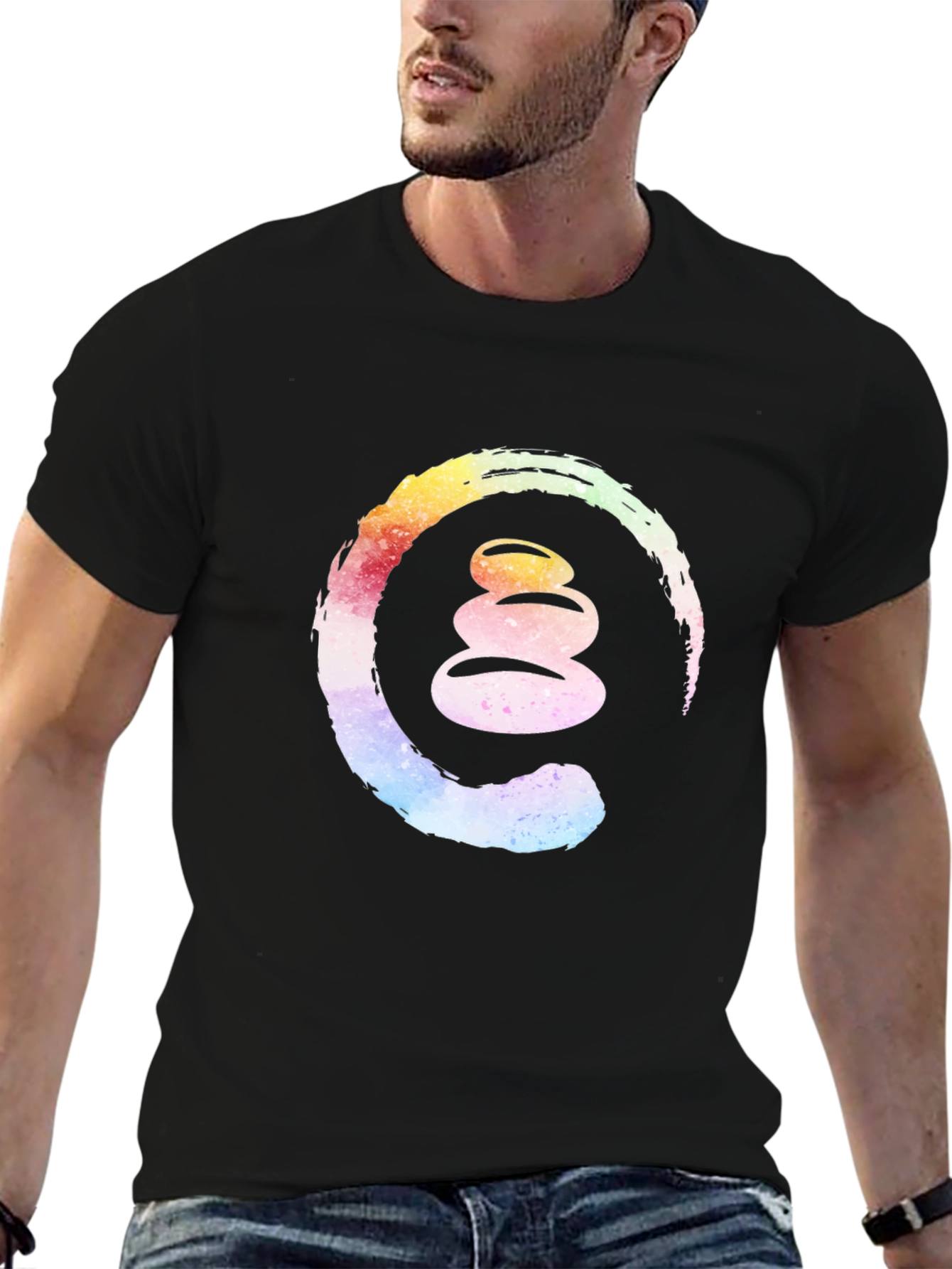 Zen Stone Stack Enso Circle Graphic Tee