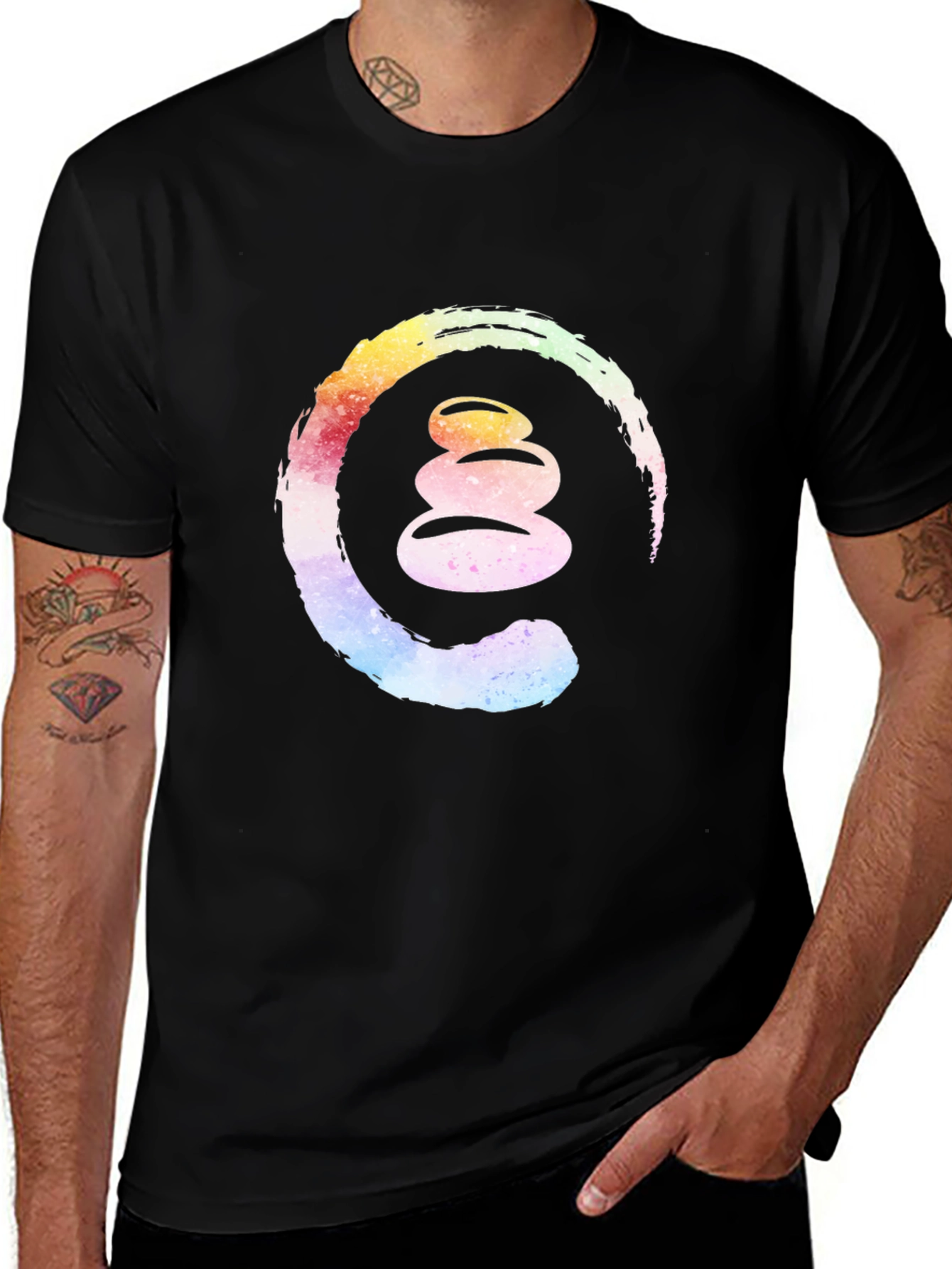Zen Stone Stack Enso Circle Graphic Tee
