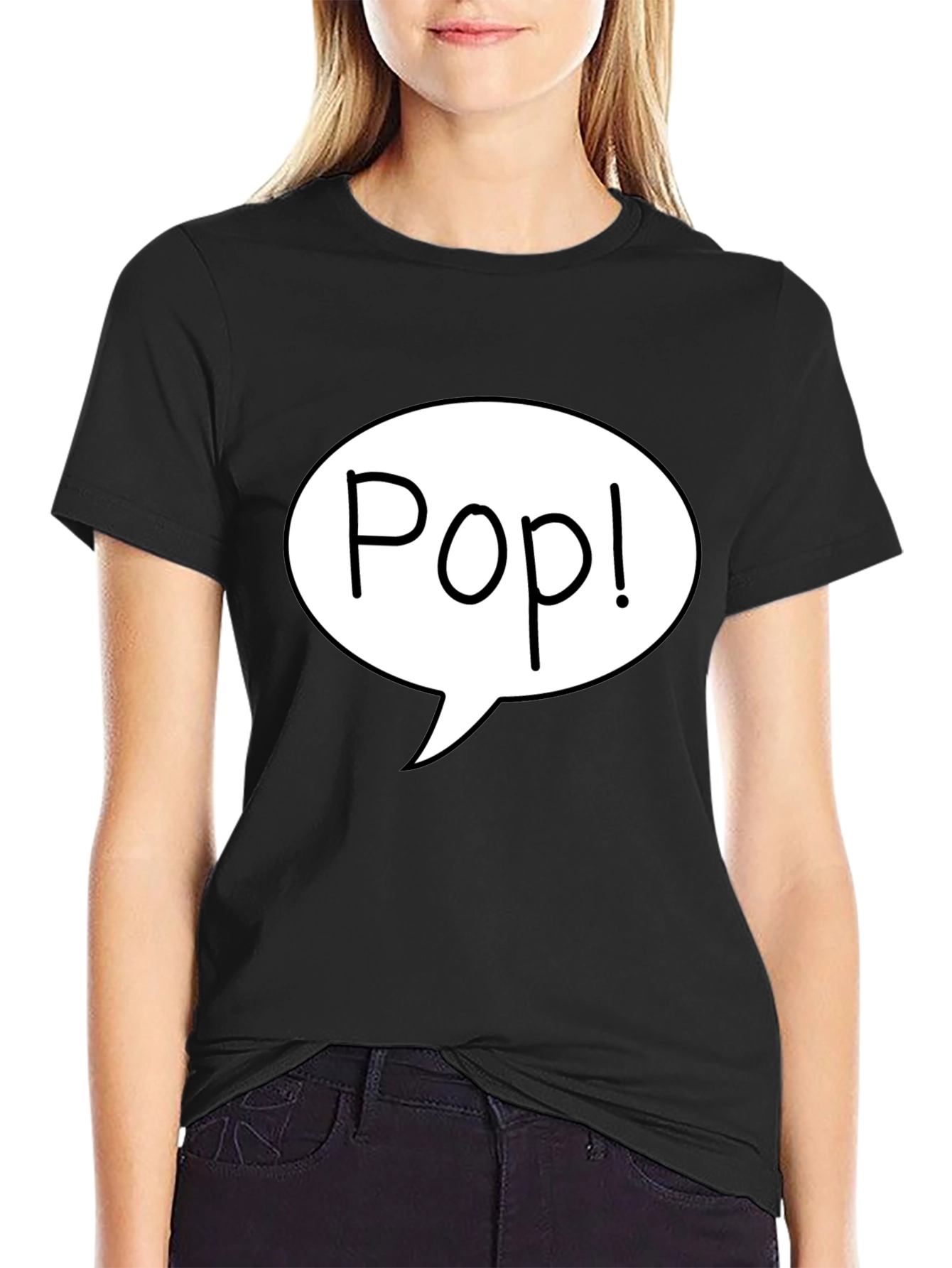 Pop! Graphic Print Black T-Shirt