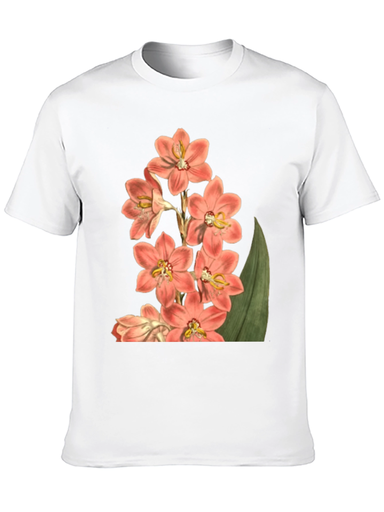 Floral Print T-Shirt - Black Cotton Blend