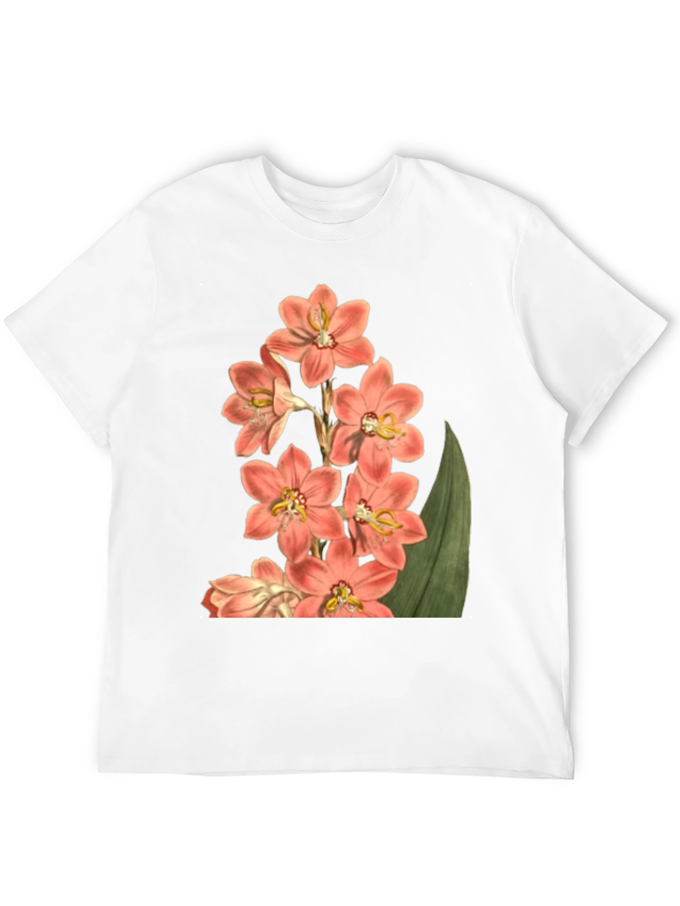 Floral Print T-Shirt - Black Cotton Blend