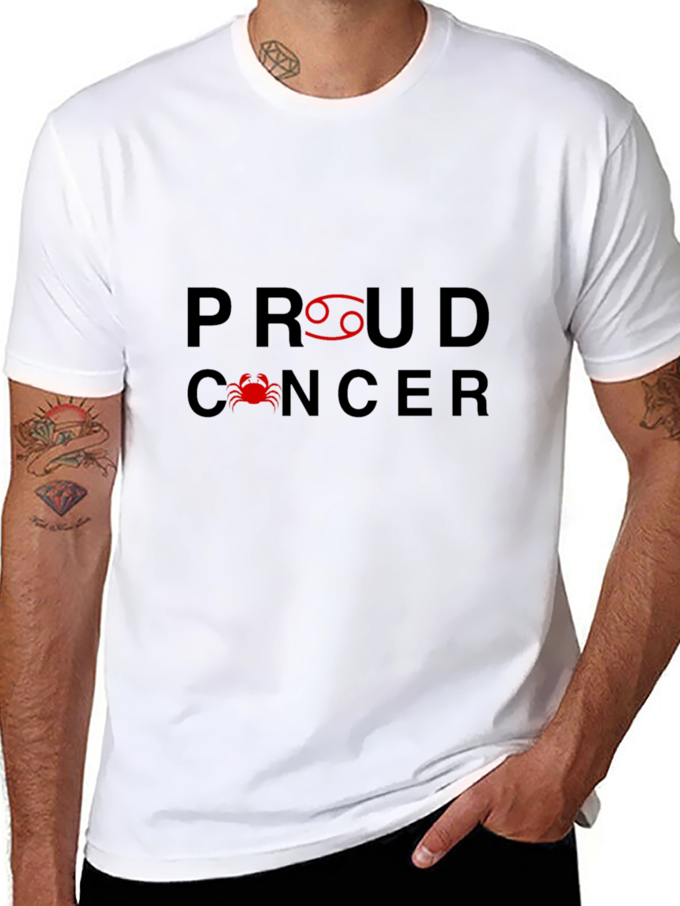 Proud Cancer Zodiac Graphic Tee - Black