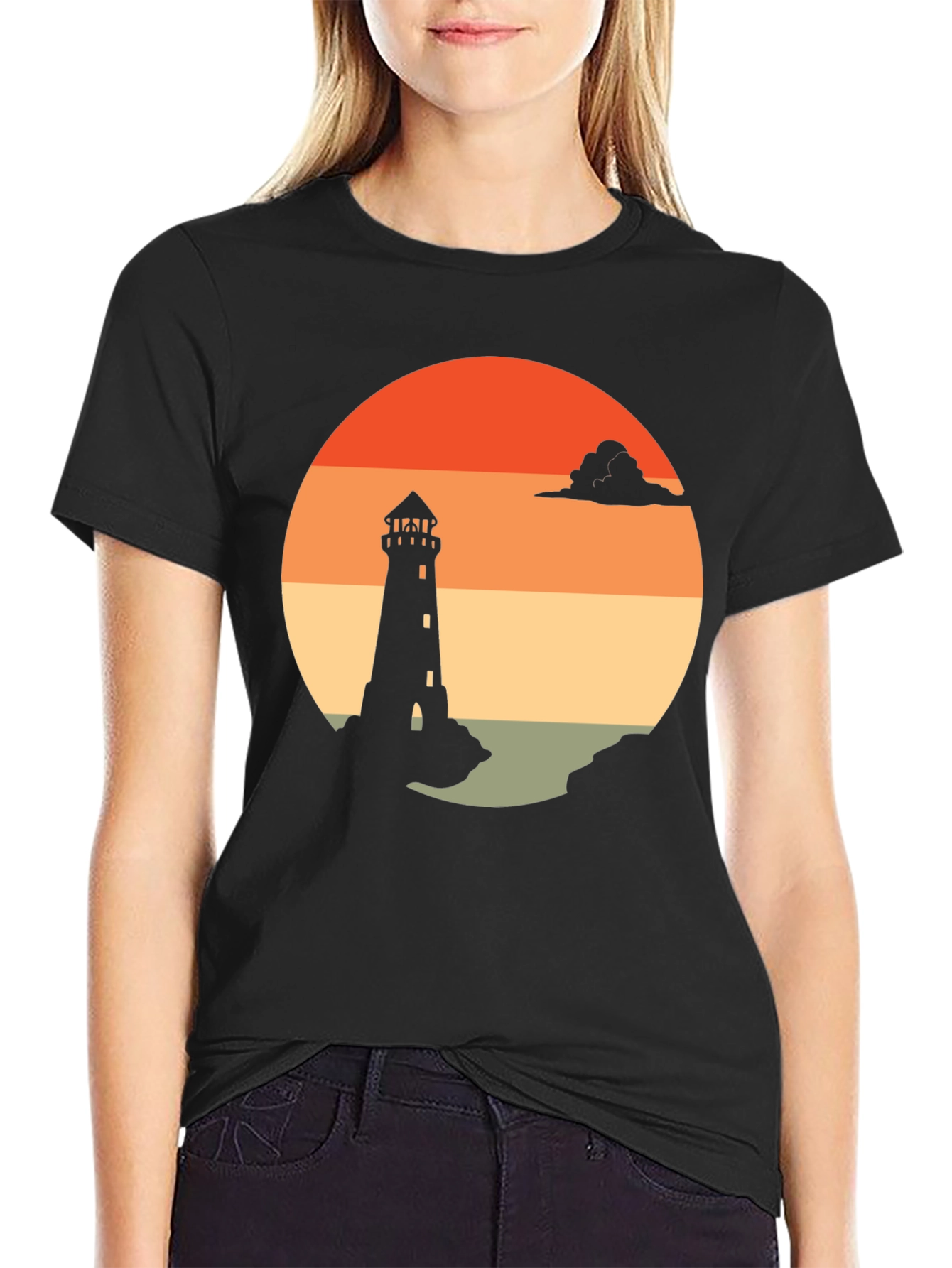 Lighthouse Sunset Graphic Tee - Coastal Style Shirt