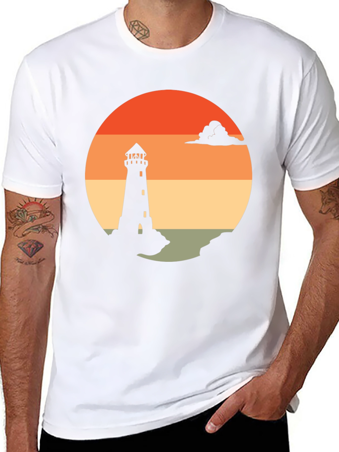 Lighthouse Sunset Graphic Tee - Coastal Style Shirt