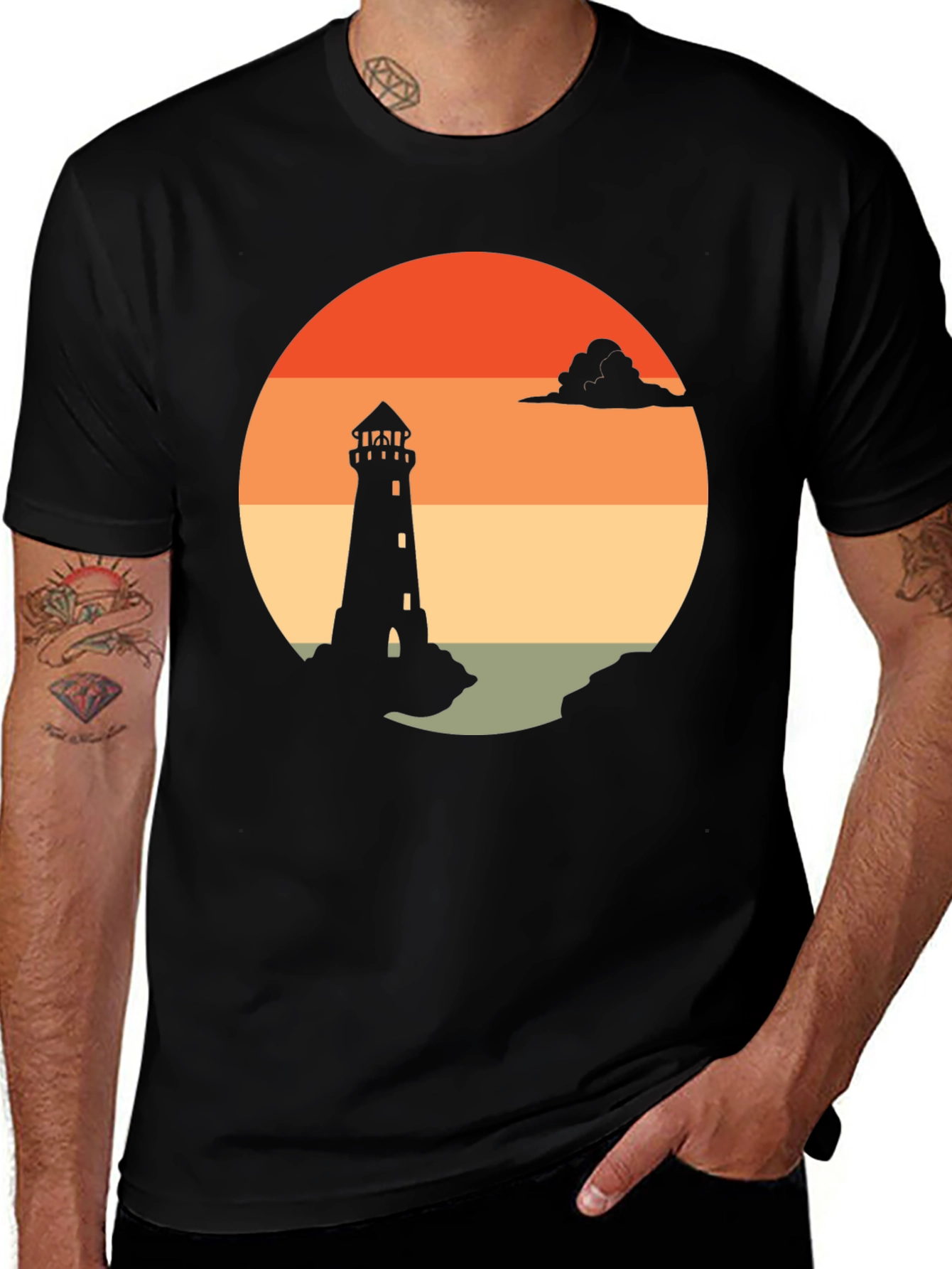 Lighthouse Sunset Graphic Tee - Coastal Style Shirt