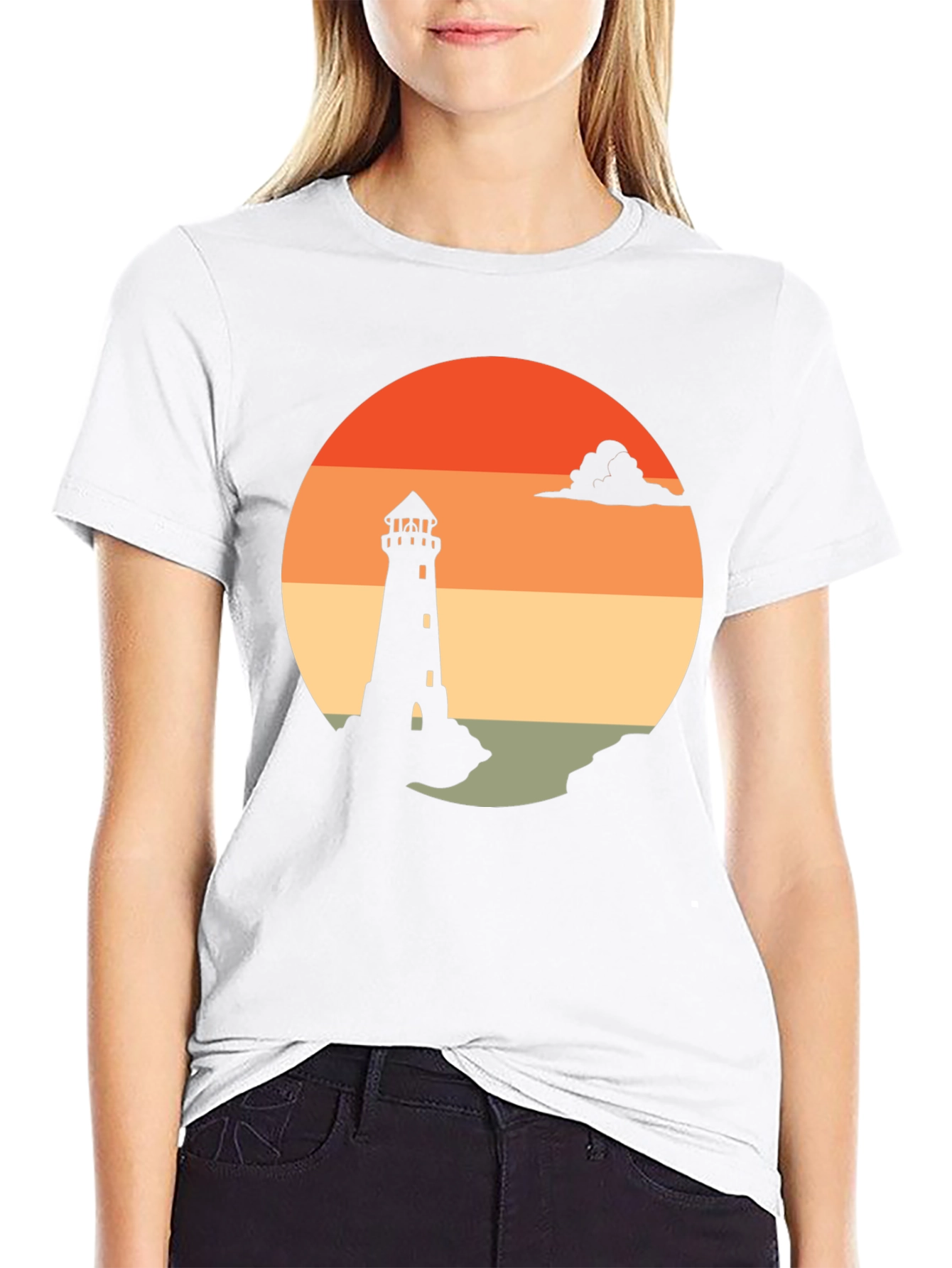 Lighthouse Sunset Graphic Tee - Coastal Style Shirt