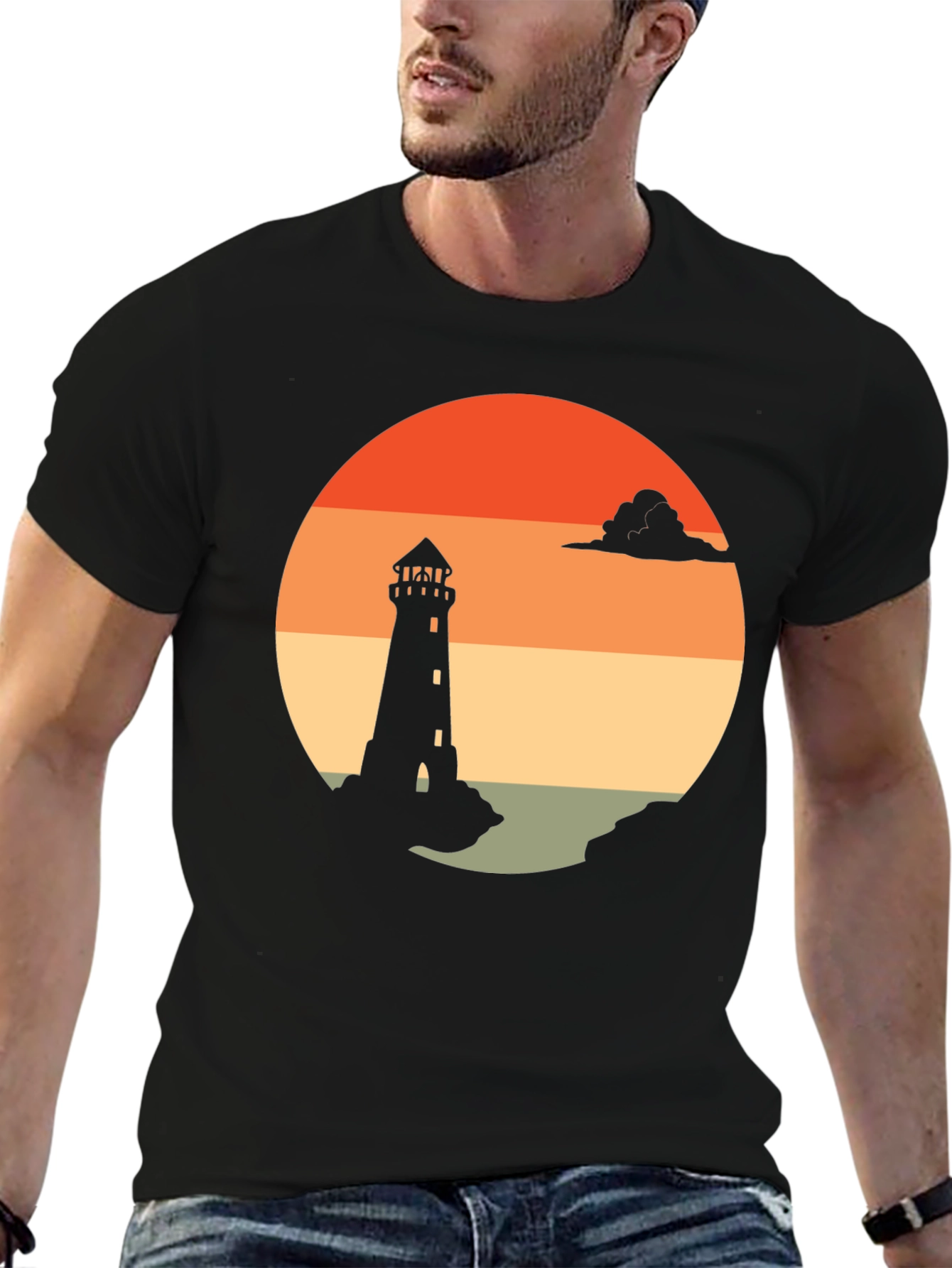 Lighthouse Sunset Graphic Tee - Coastal Style Shirt