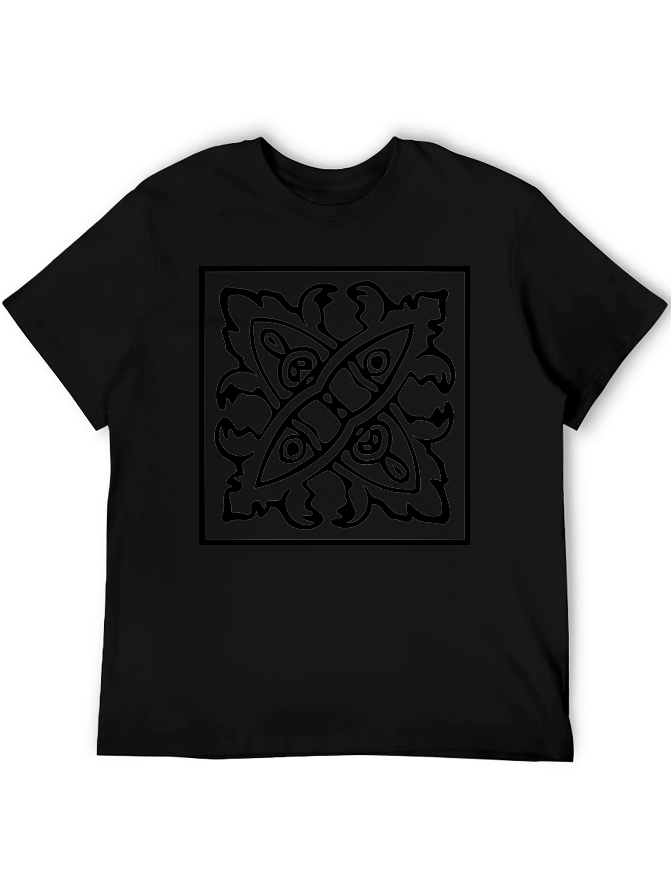 Black Graphic Tee: Abstract Square Design