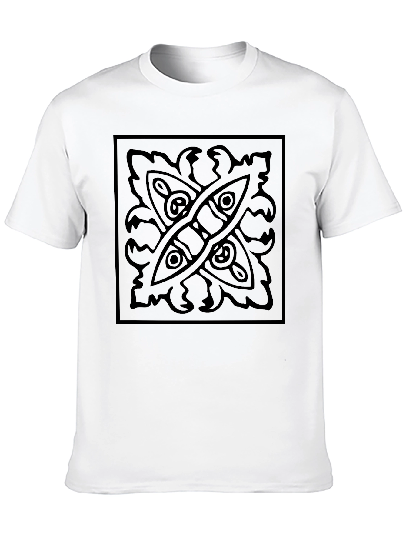 Black Graphic Tee: Abstract Square Design
