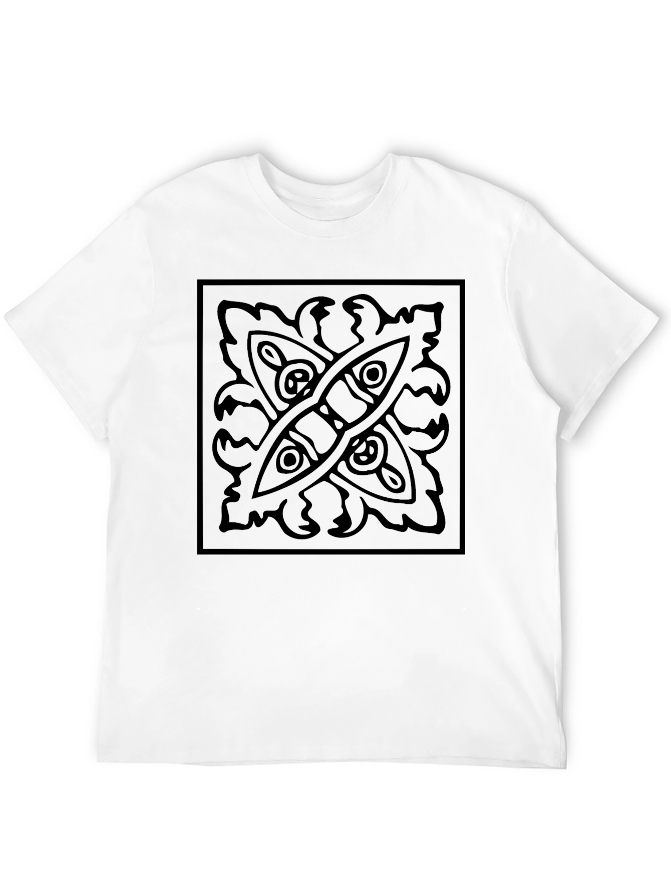 Black Graphic Tee: Abstract Square Design