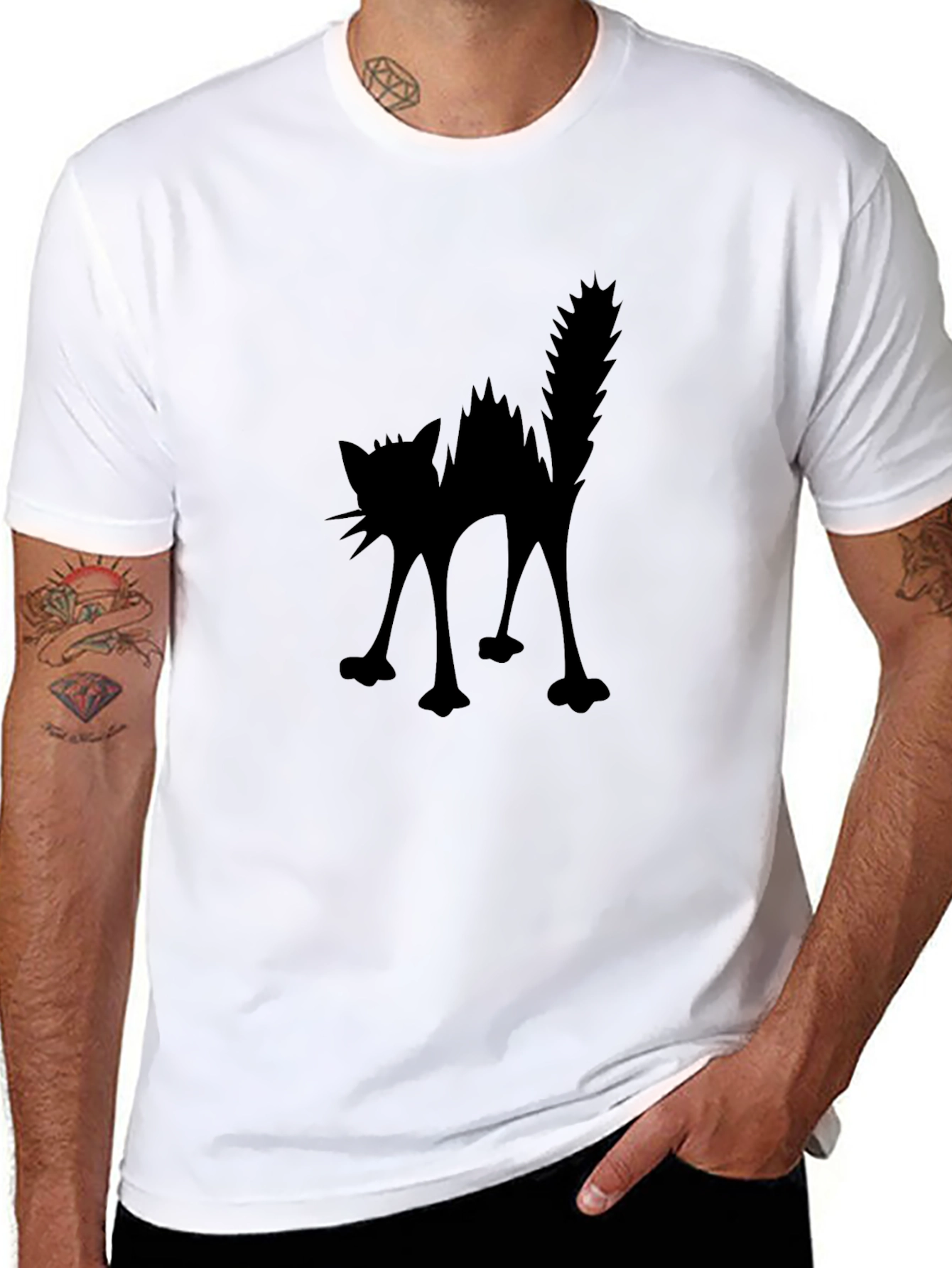 Scaredy Cat Black T-Shirt - Halloween Spooky Tee