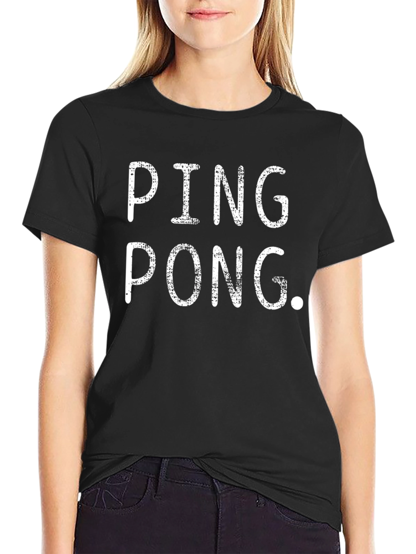 Ping Pong Graphic Tee - Black Cotton T-Shirt