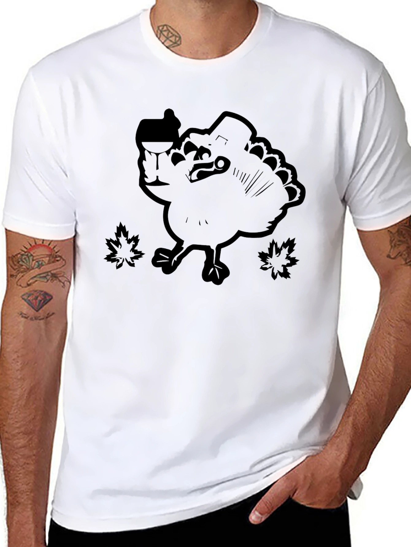 Turkey with Wine Black Graphic Tee