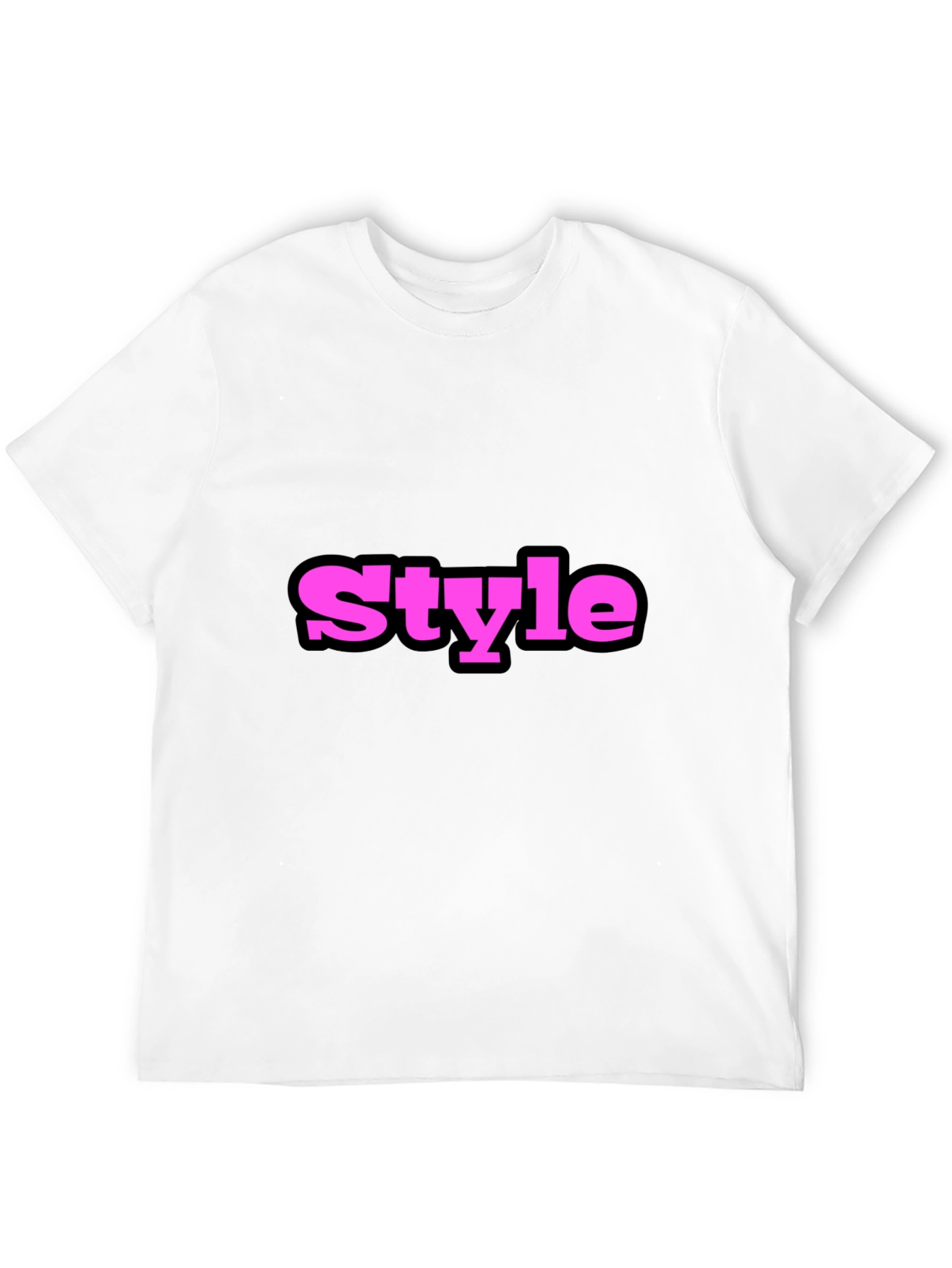 Stylish Black T-Shirt with Bold Pink Style Print