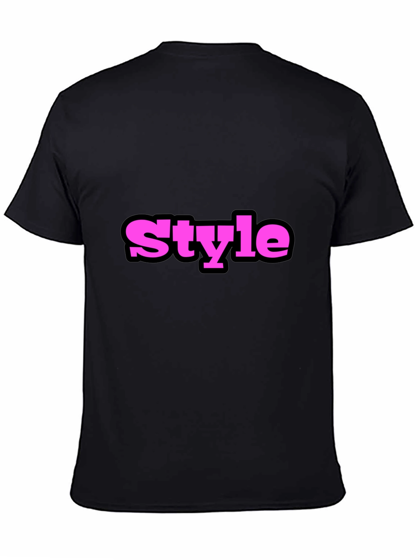 Stylish Black T-Shirt with Bold Pink Style Print