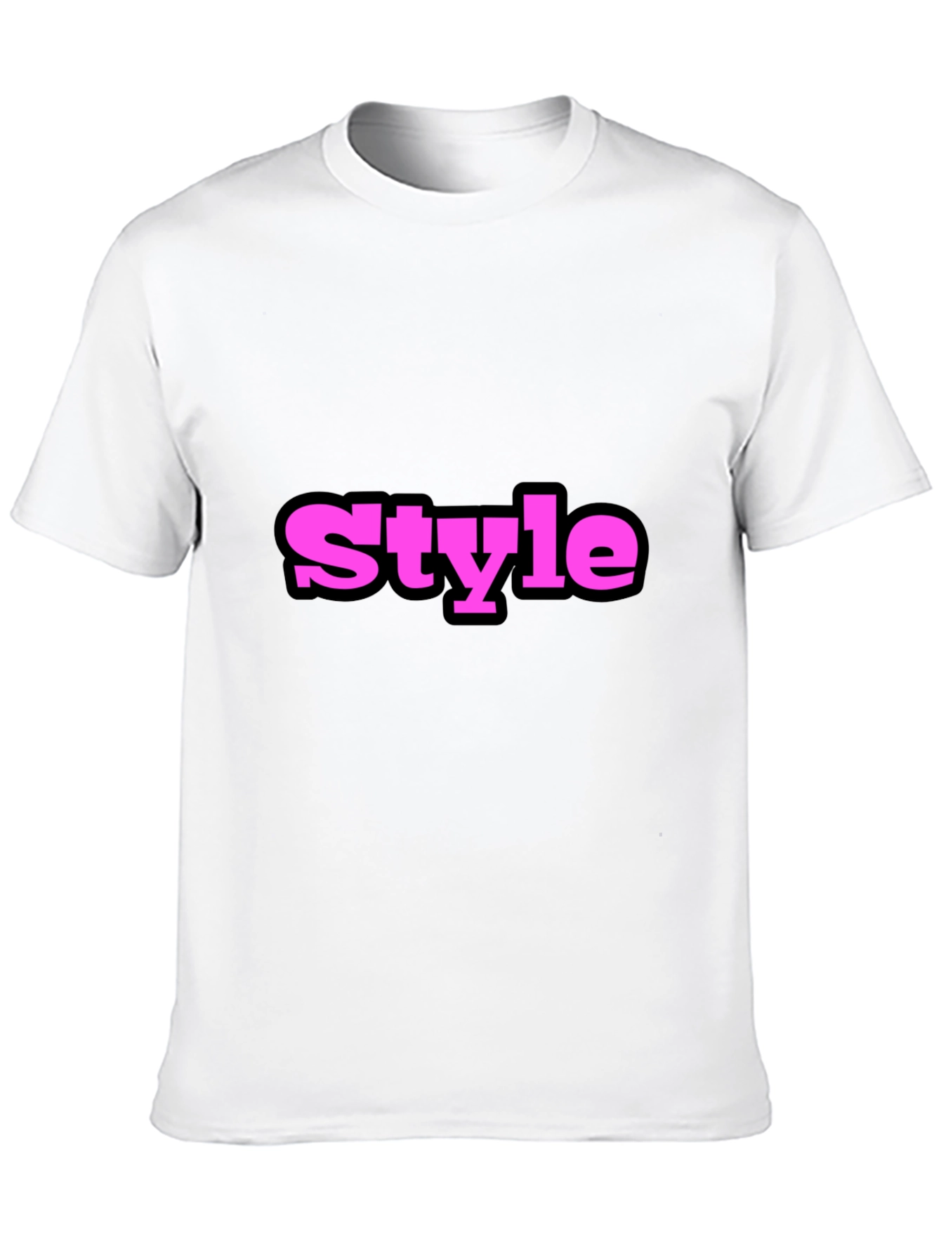 Stylish Black T-Shirt with Bold Pink Style Print