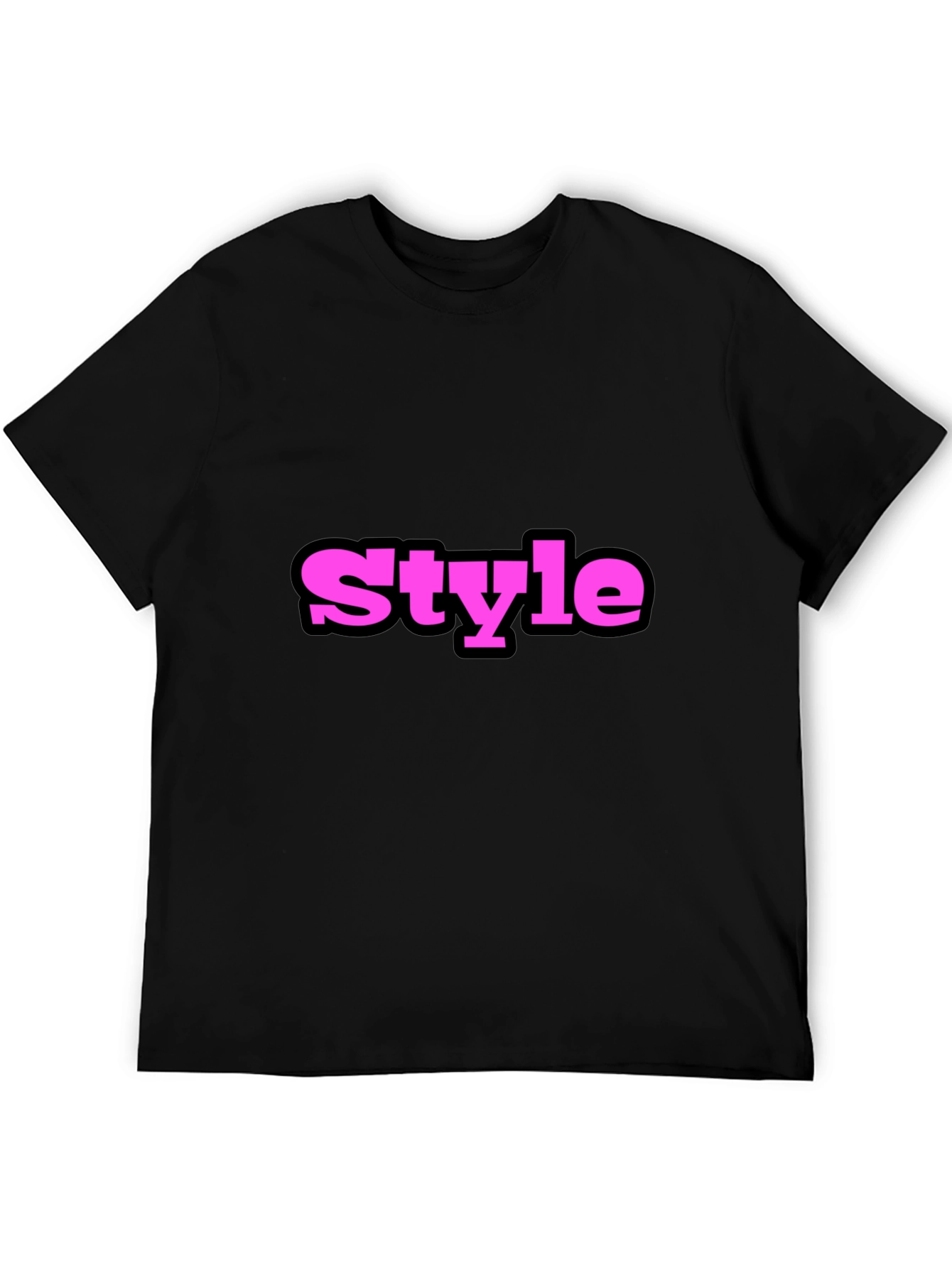 Stylish Black T-Shirt with Bold Pink Style Print