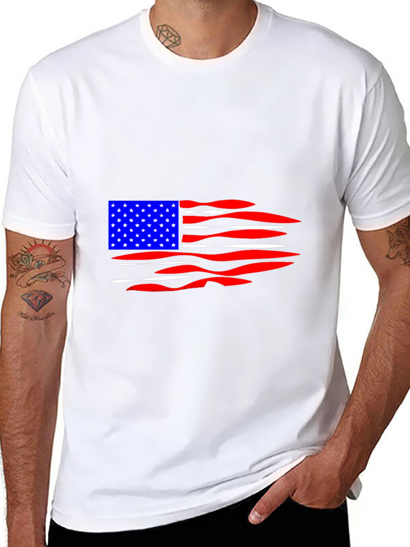 American Flag Distressed Graphic T-Shirt