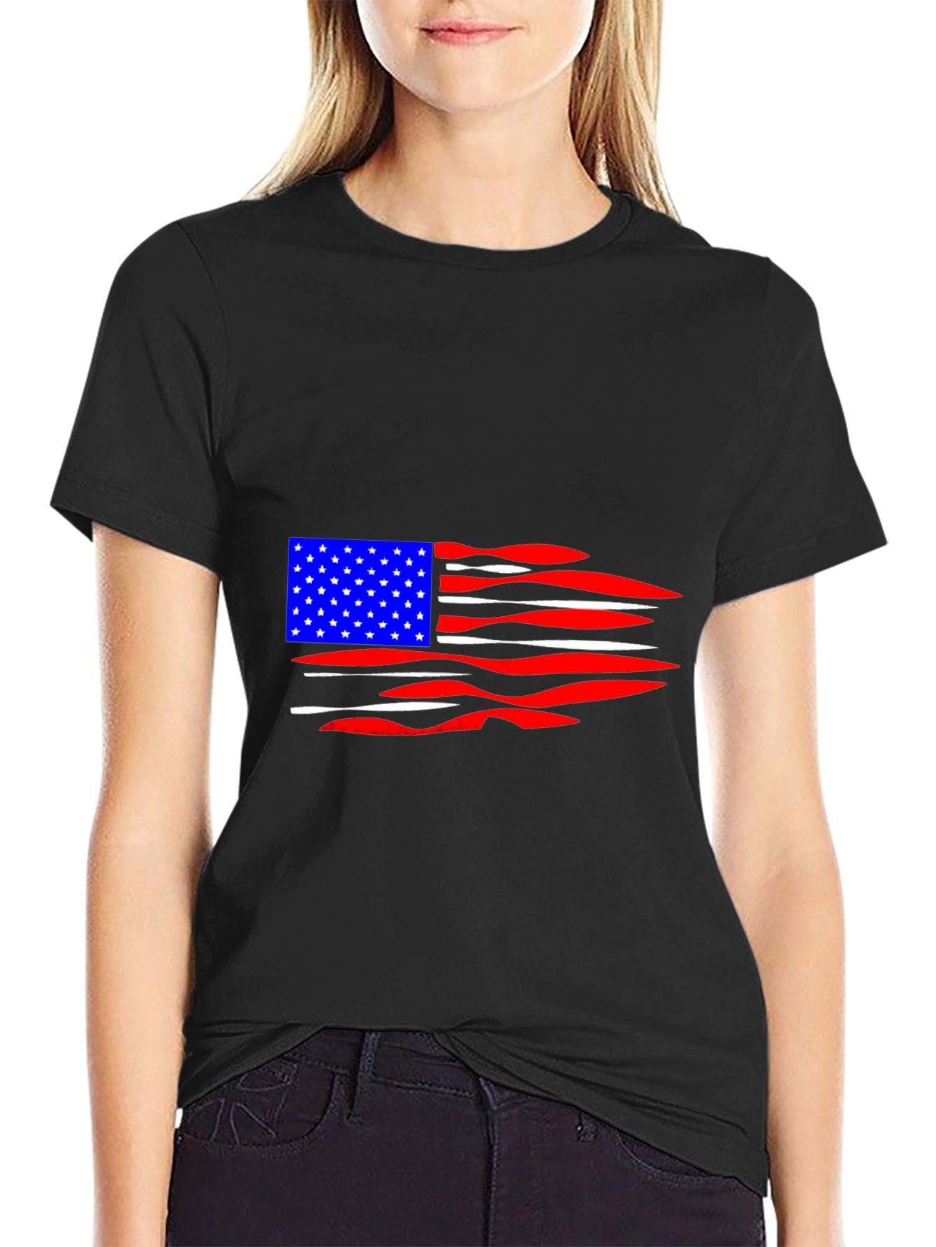 American Flag Distressed Graphic T-Shirt
