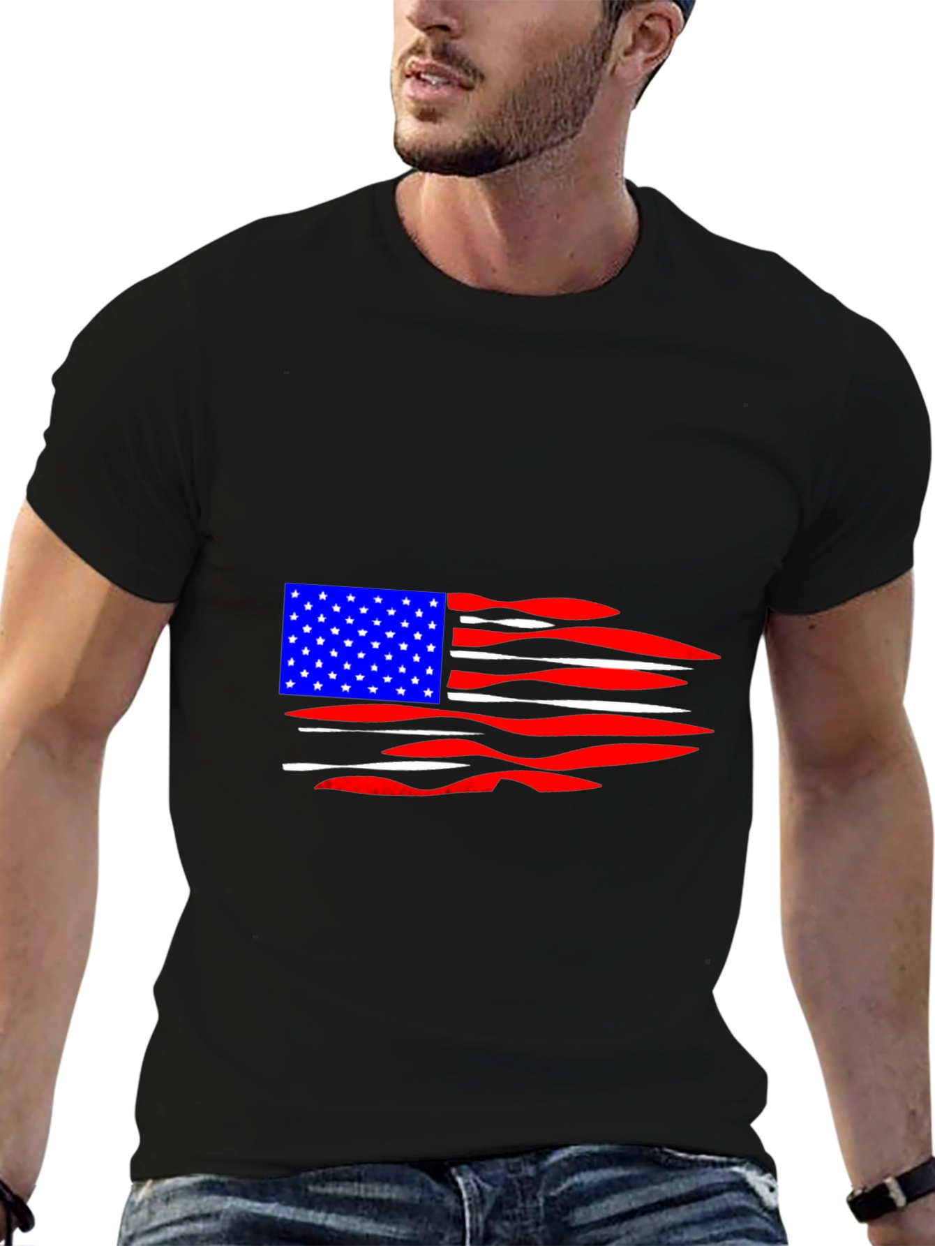 American Flag Distressed Graphic T-Shirt