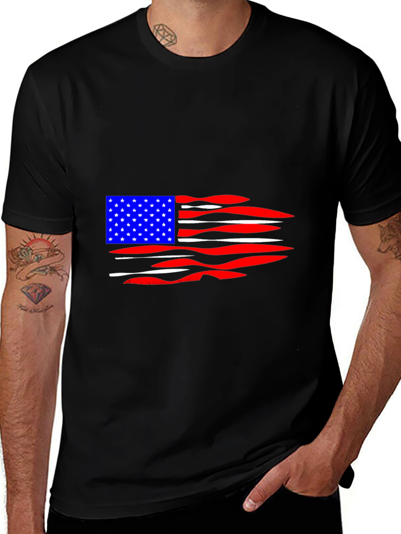 American Flag Distressed Graphic T-Shirt