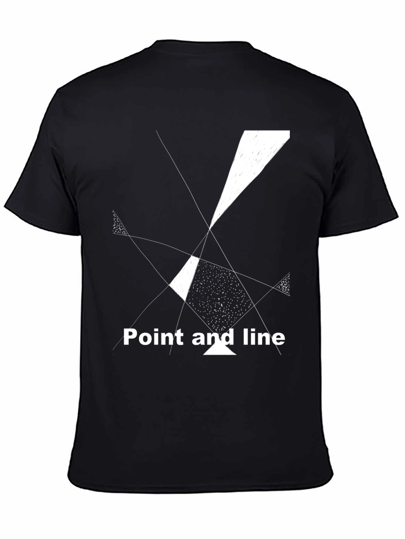 Abstract Geometric Tee: Point and Line Black T-Shirt
