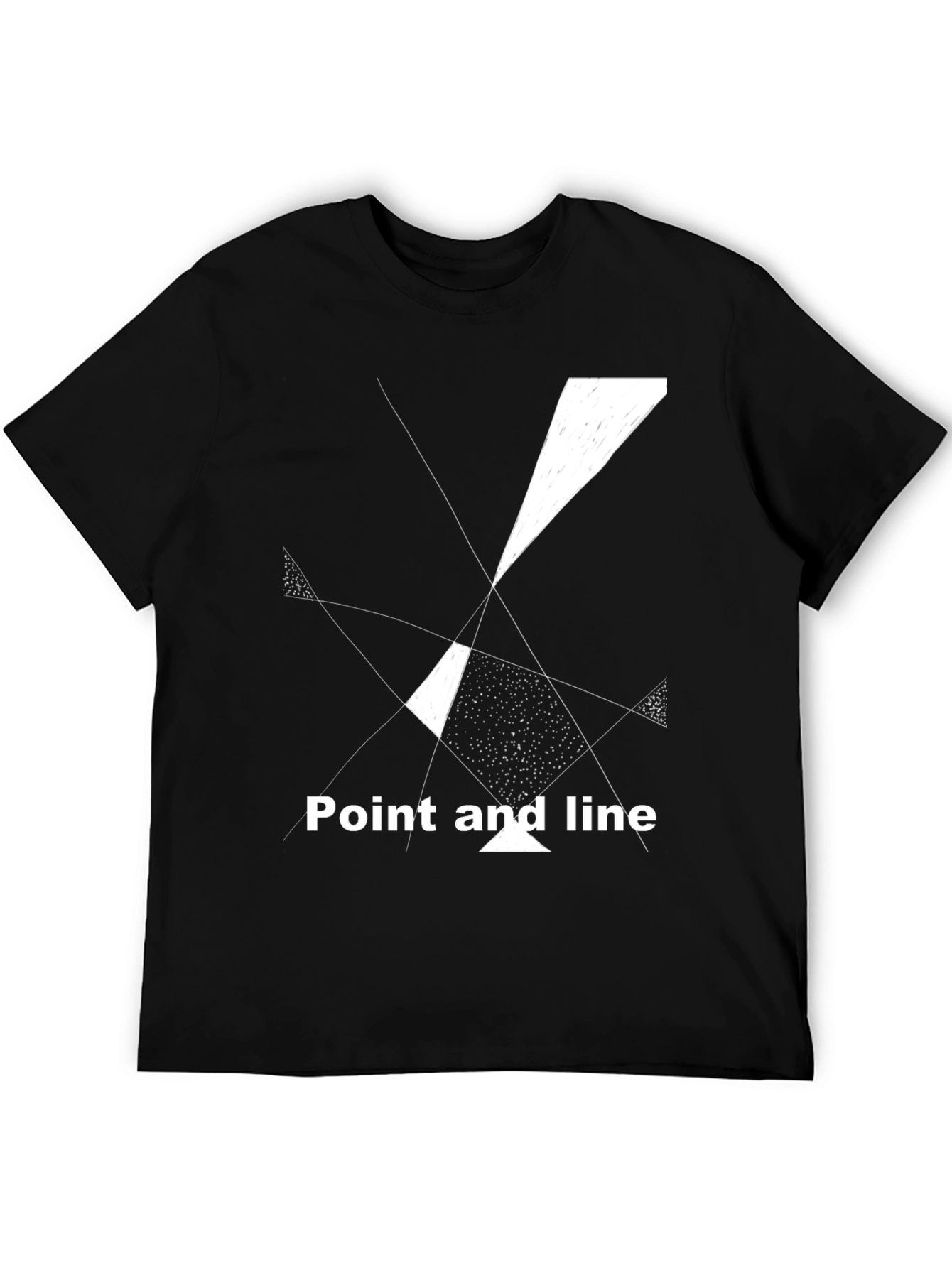 Abstract Geometric Tee: Point and Line Black T-Shirt