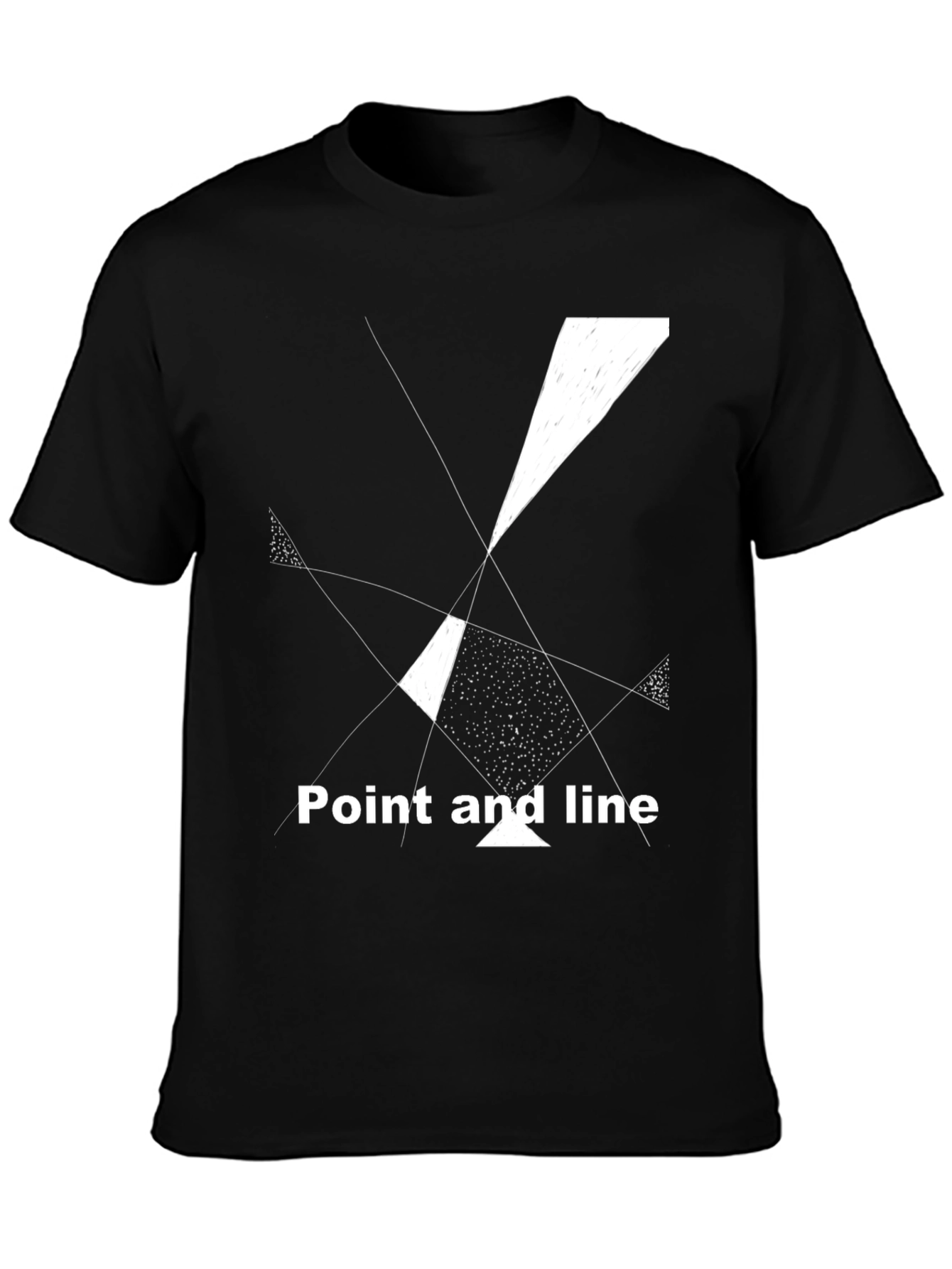 Abstract Geometric Tee: Point and Line Black T-Shirt