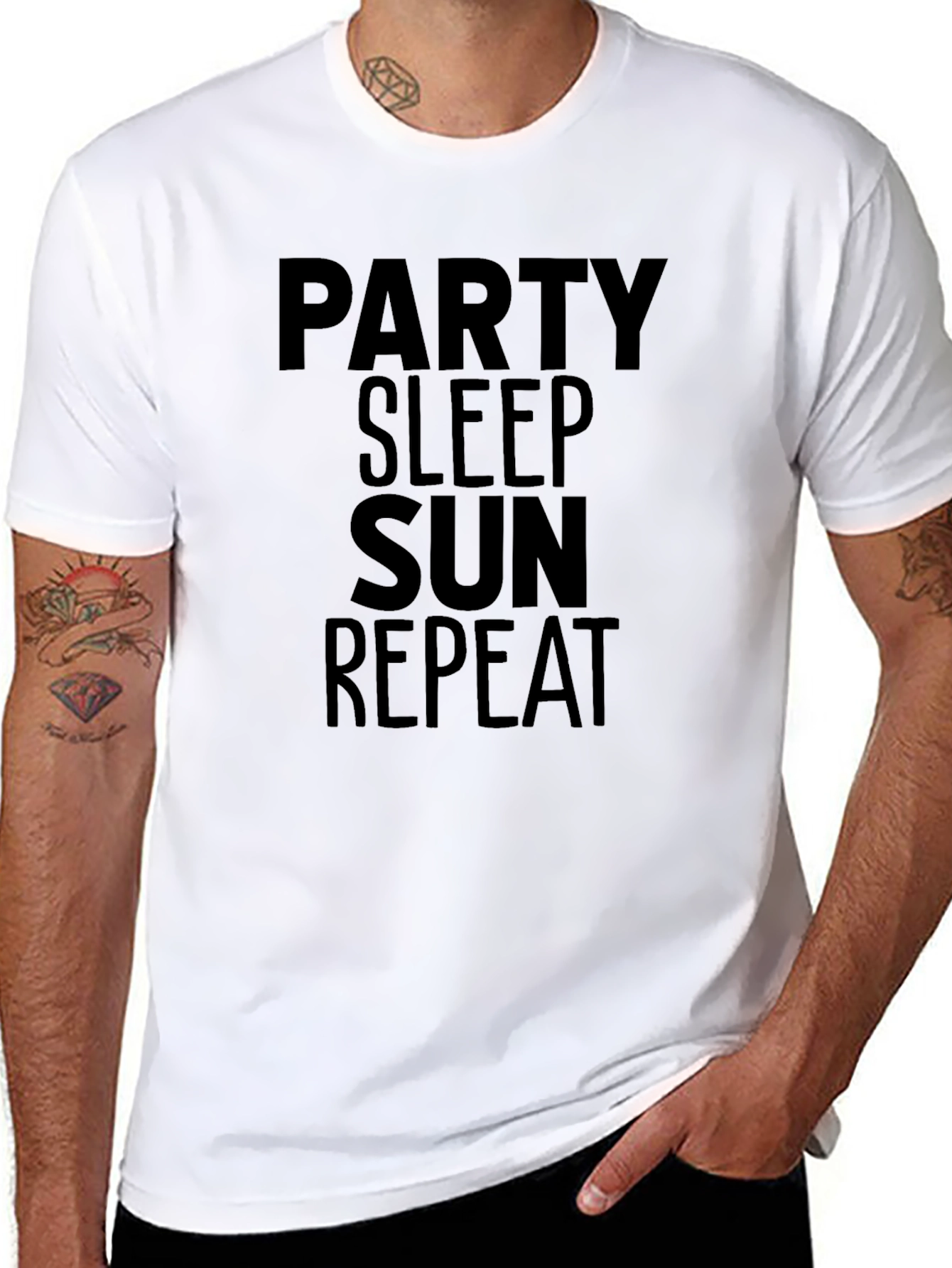 Party Sleep Sun Repeat Black Graphic Tee