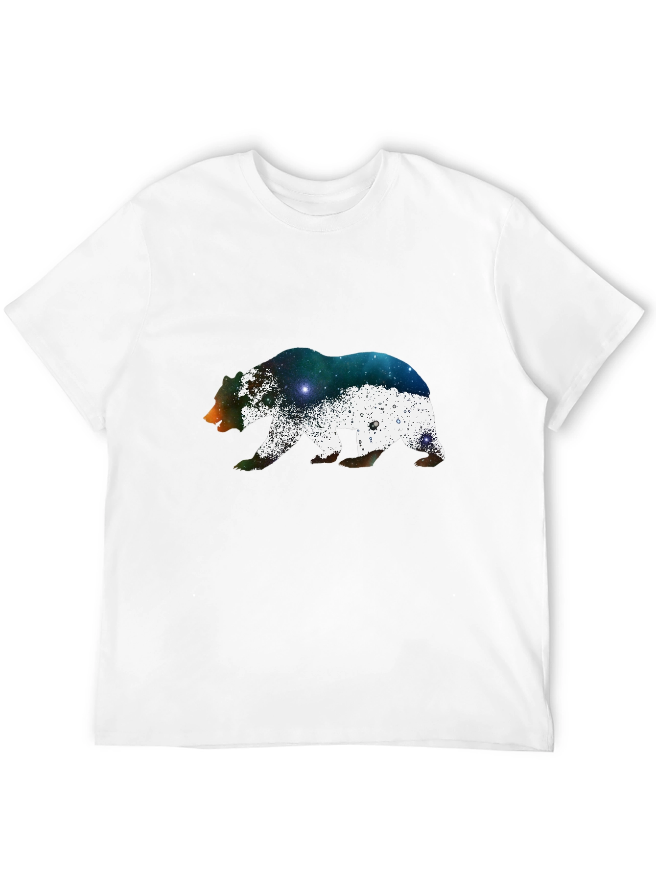 Bear Galaxy Print Black T-Shirt