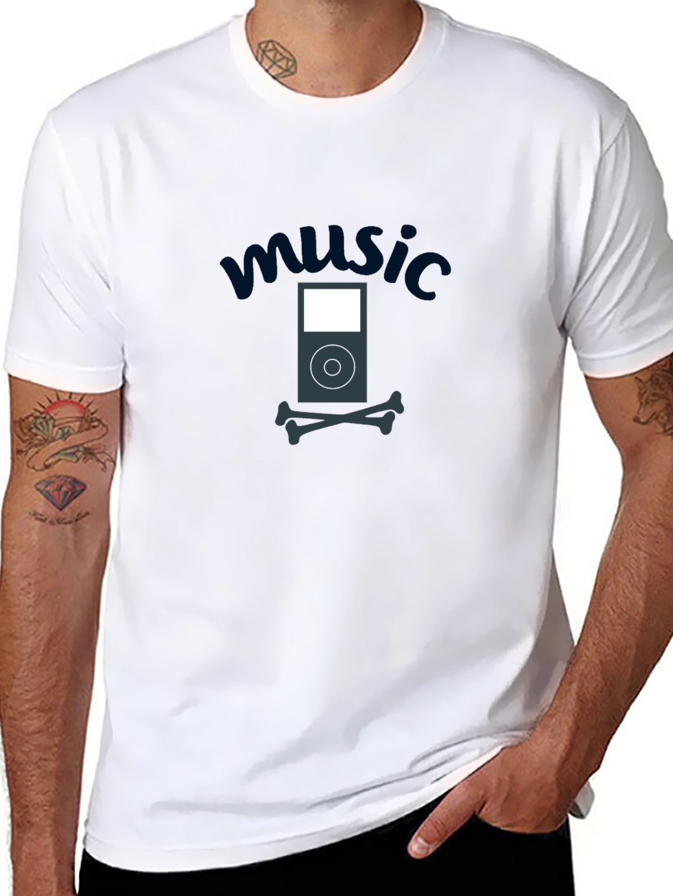 Music iPod Skull T-Shirt - Soft Cotton Tee