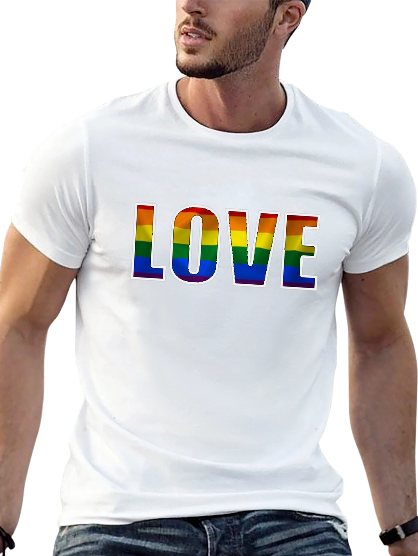 Rainbow LOVE Graphic Black T-Shirt