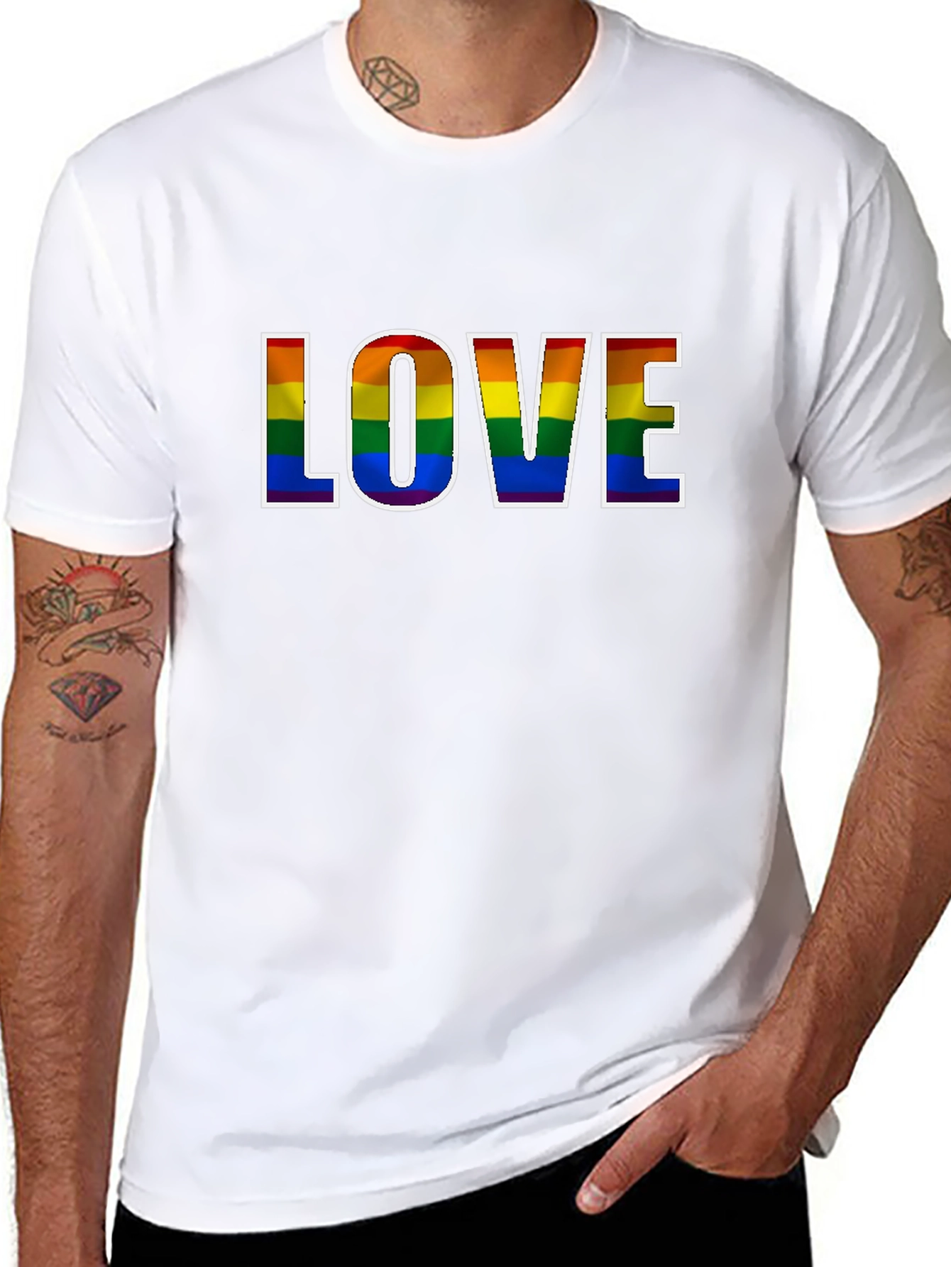 Rainbow LOVE Graphic Black T-Shirt