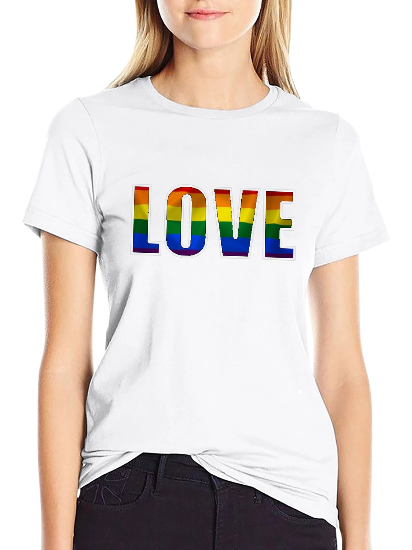 Rainbow LOVE Graphic Black T-Shirt