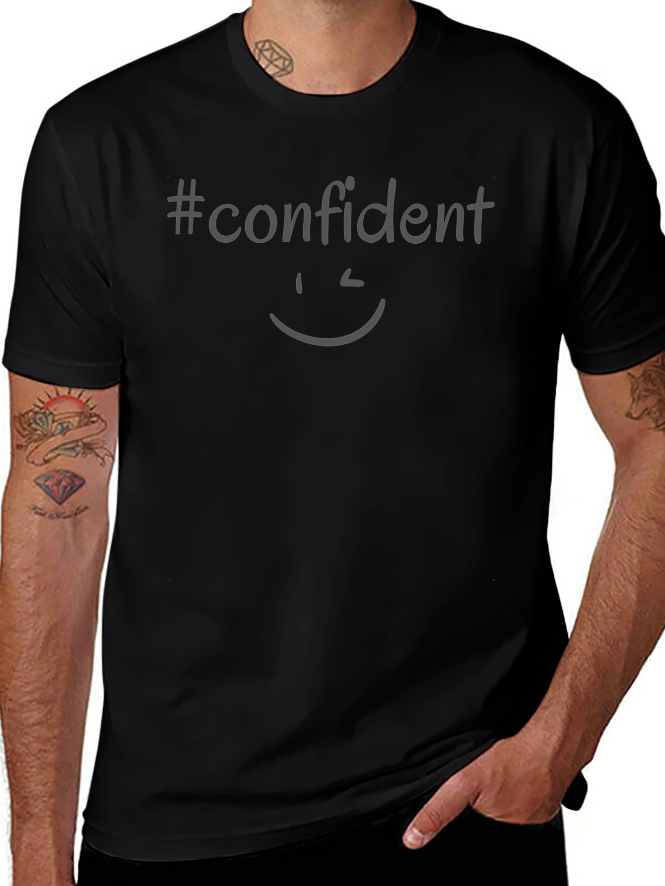 #Confident Graphic Tee - Black Casual Shirt