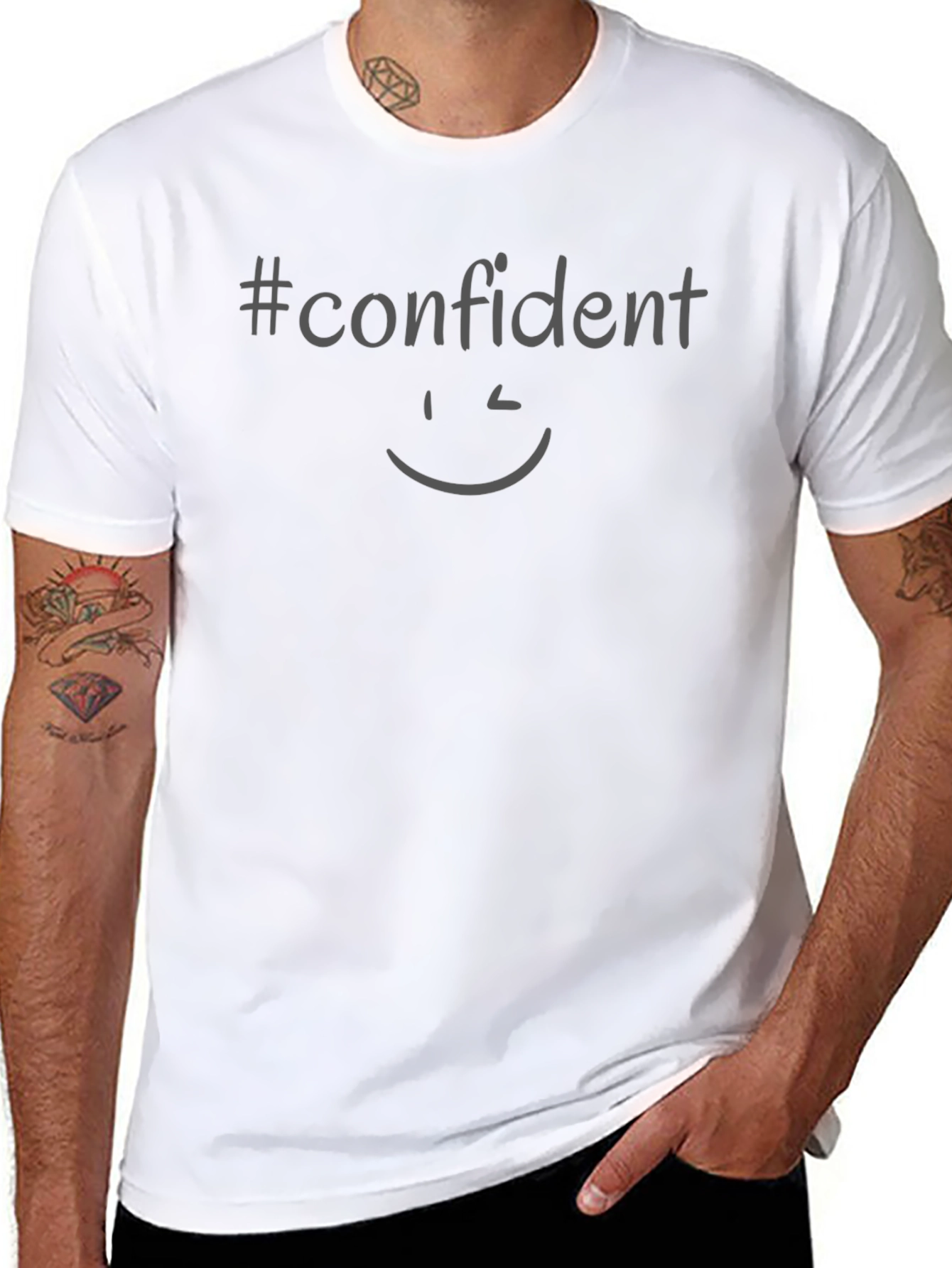 #Confident Graphic Tee - Black Casual Shirt
