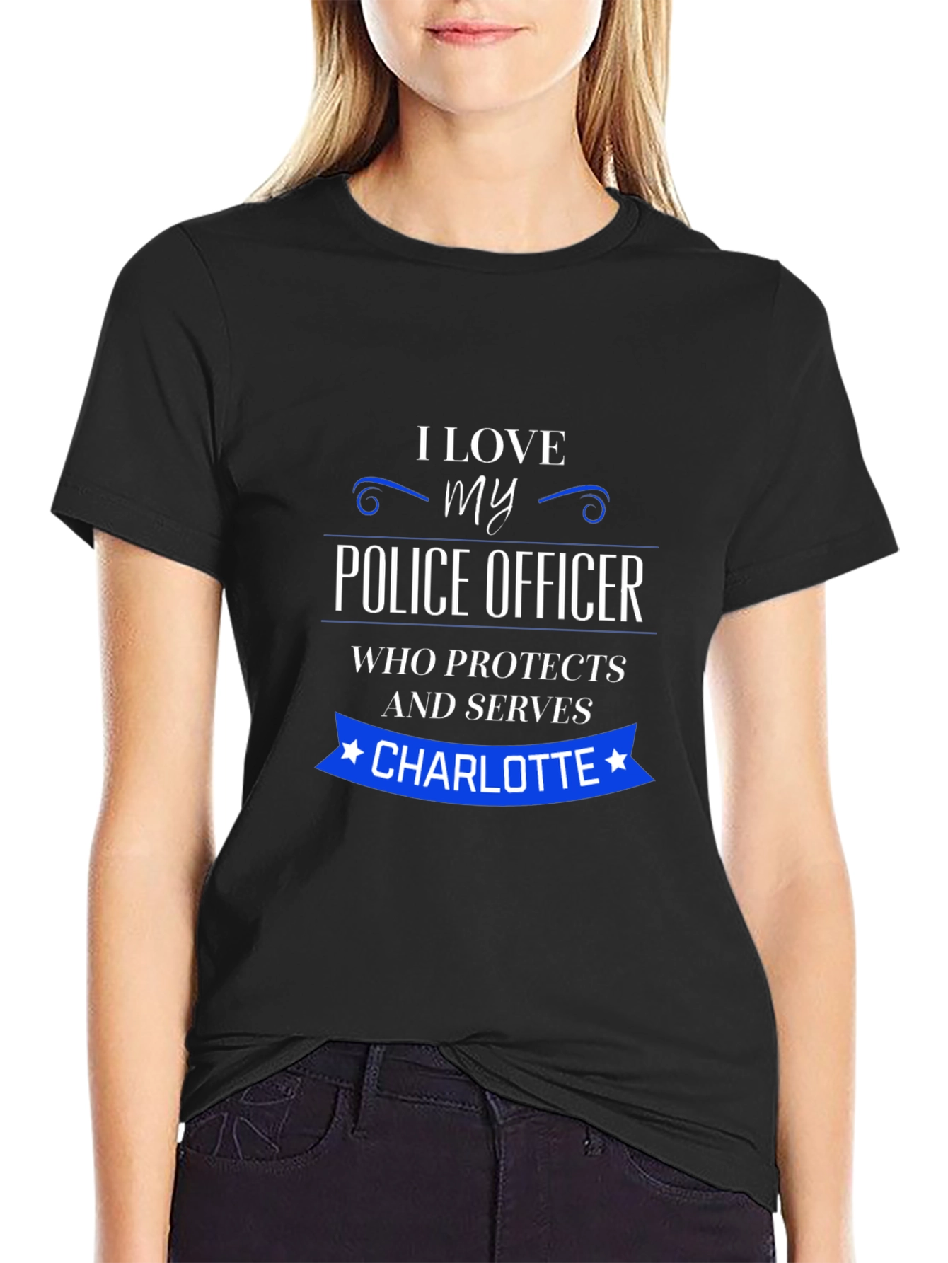 I Love My Police Officer T-Shirt - Charlotte Design