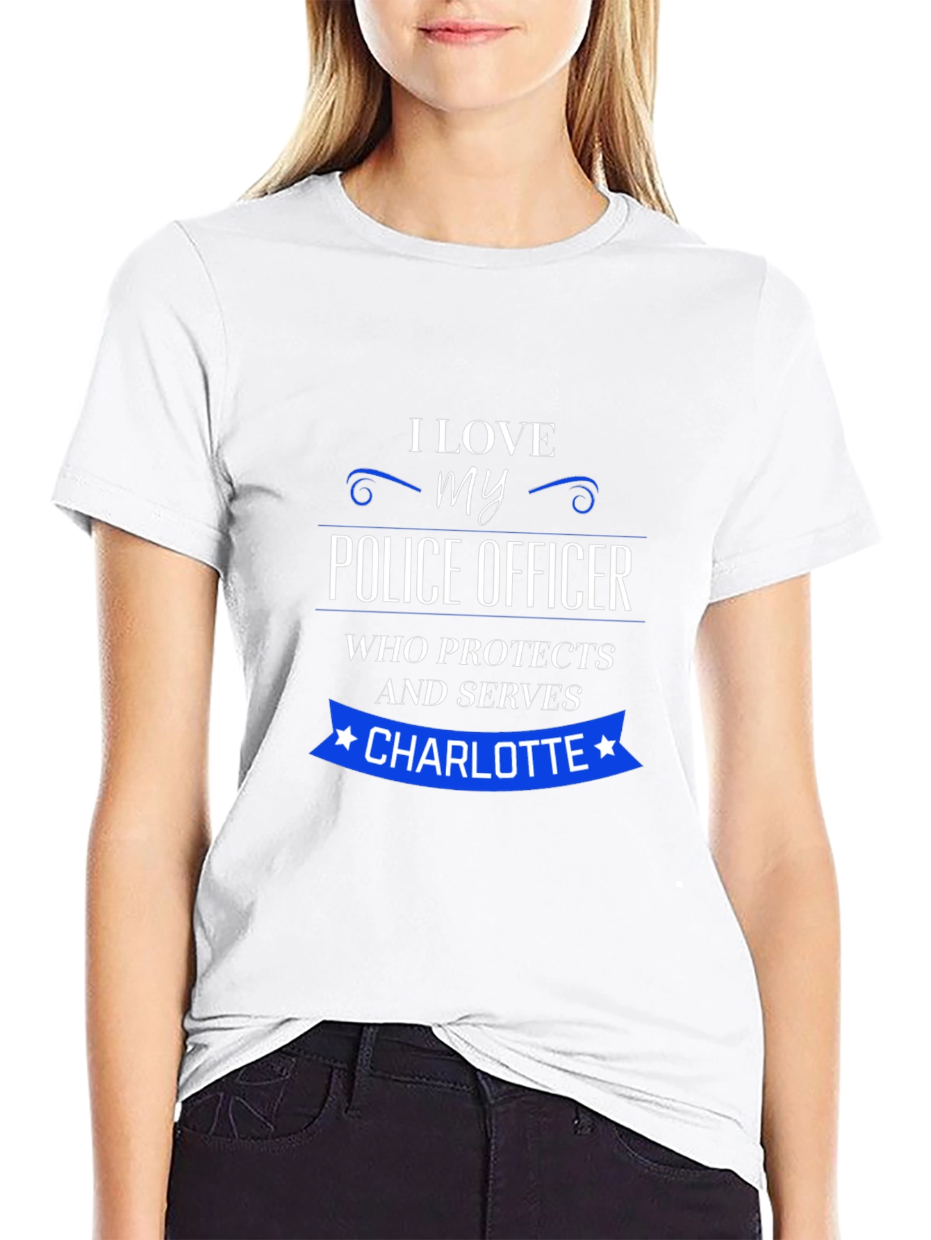 I Love My Police Officer T-Shirt - Charlotte Design