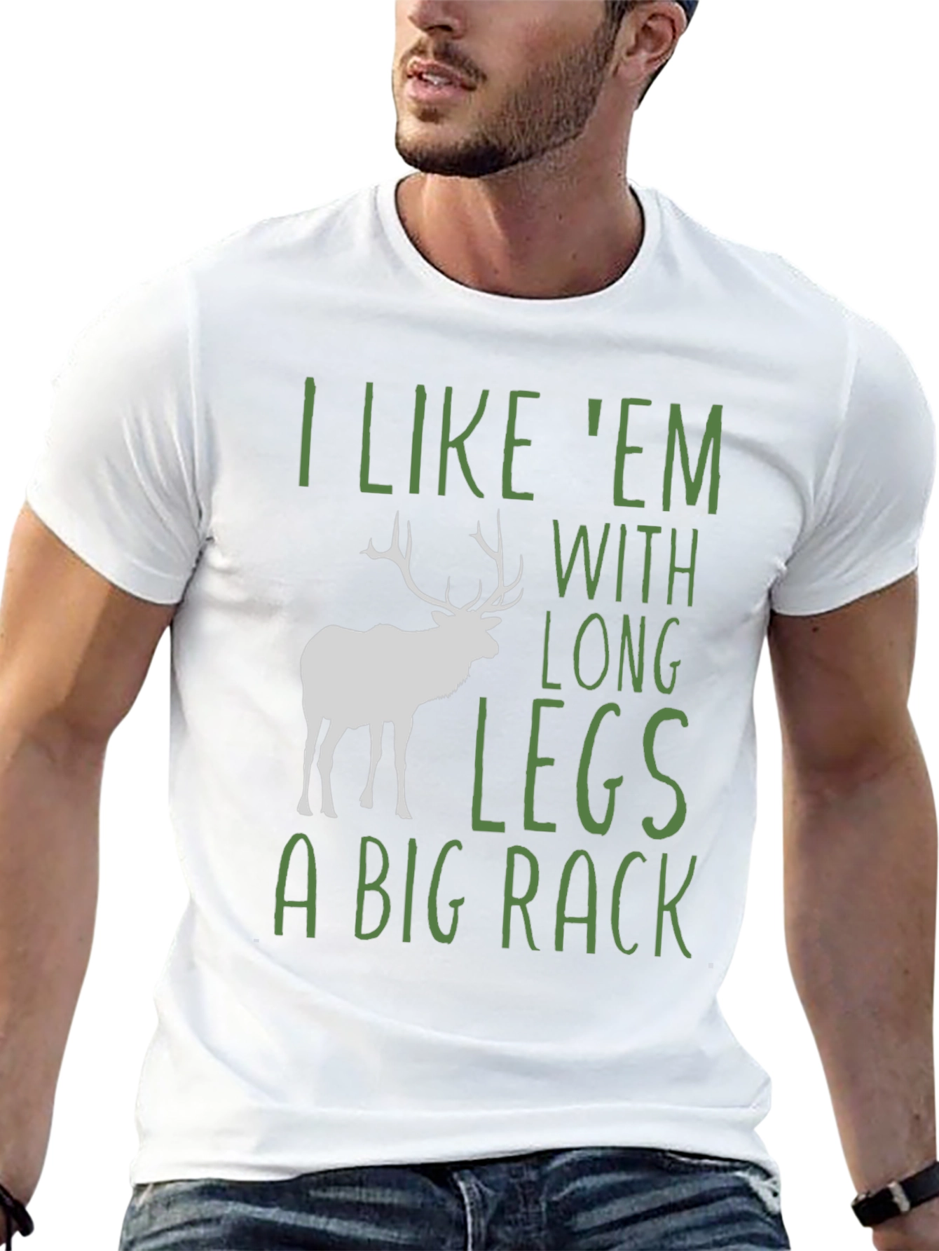Funny Elk Long Legs Big Rack Mens Graphic T-Shirt
