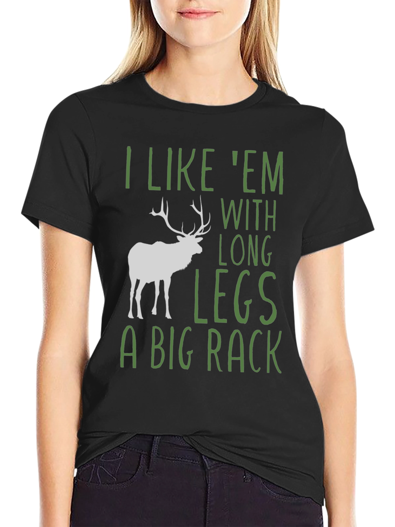 Funny Elk Long Legs Big Rack Mens Graphic T-Shirt