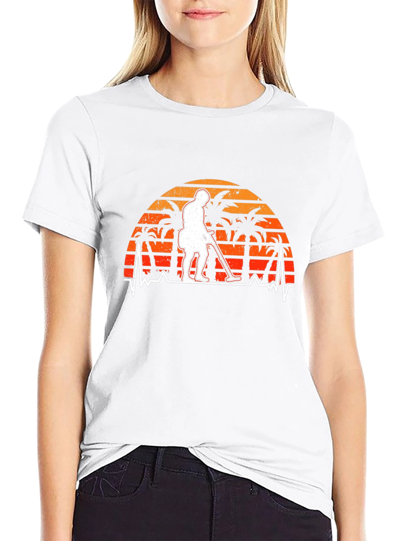 Metal Detector T-Shirt Palm Tree Sunset Pulse