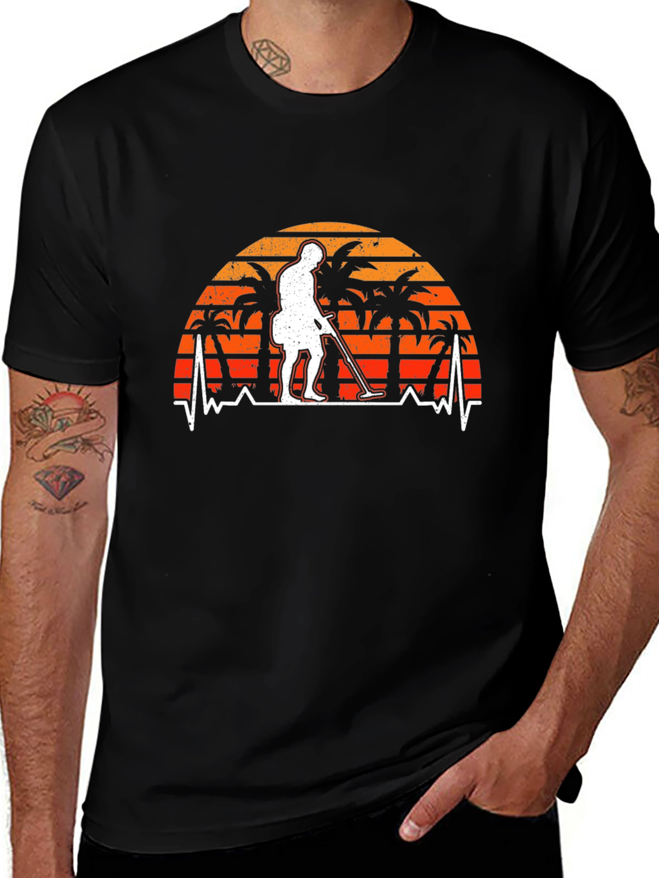 Metal Detector T-Shirt Palm Tree Sunset Pulse