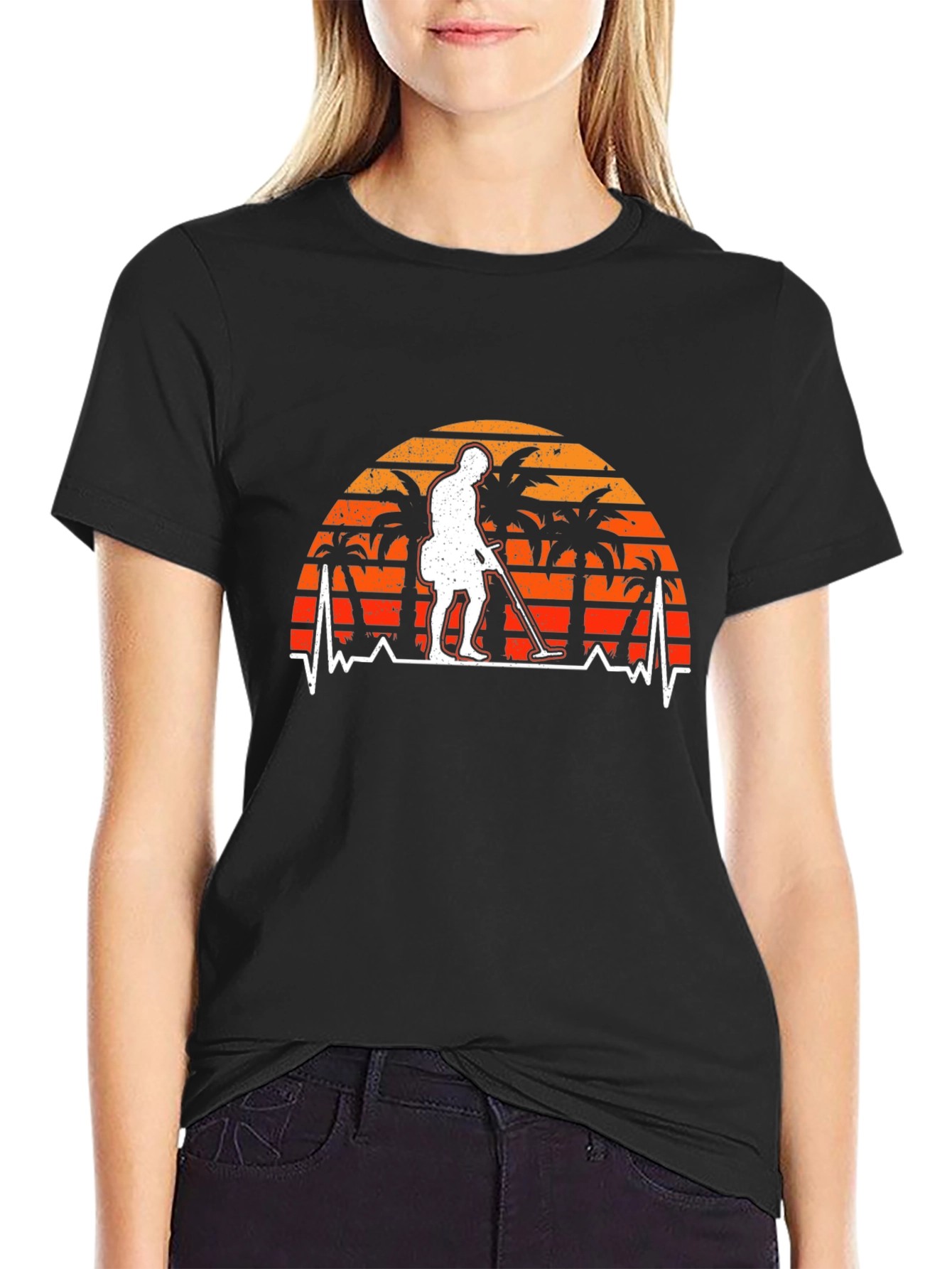 Metal Detector T-Shirt Palm Tree Sunset Pulse