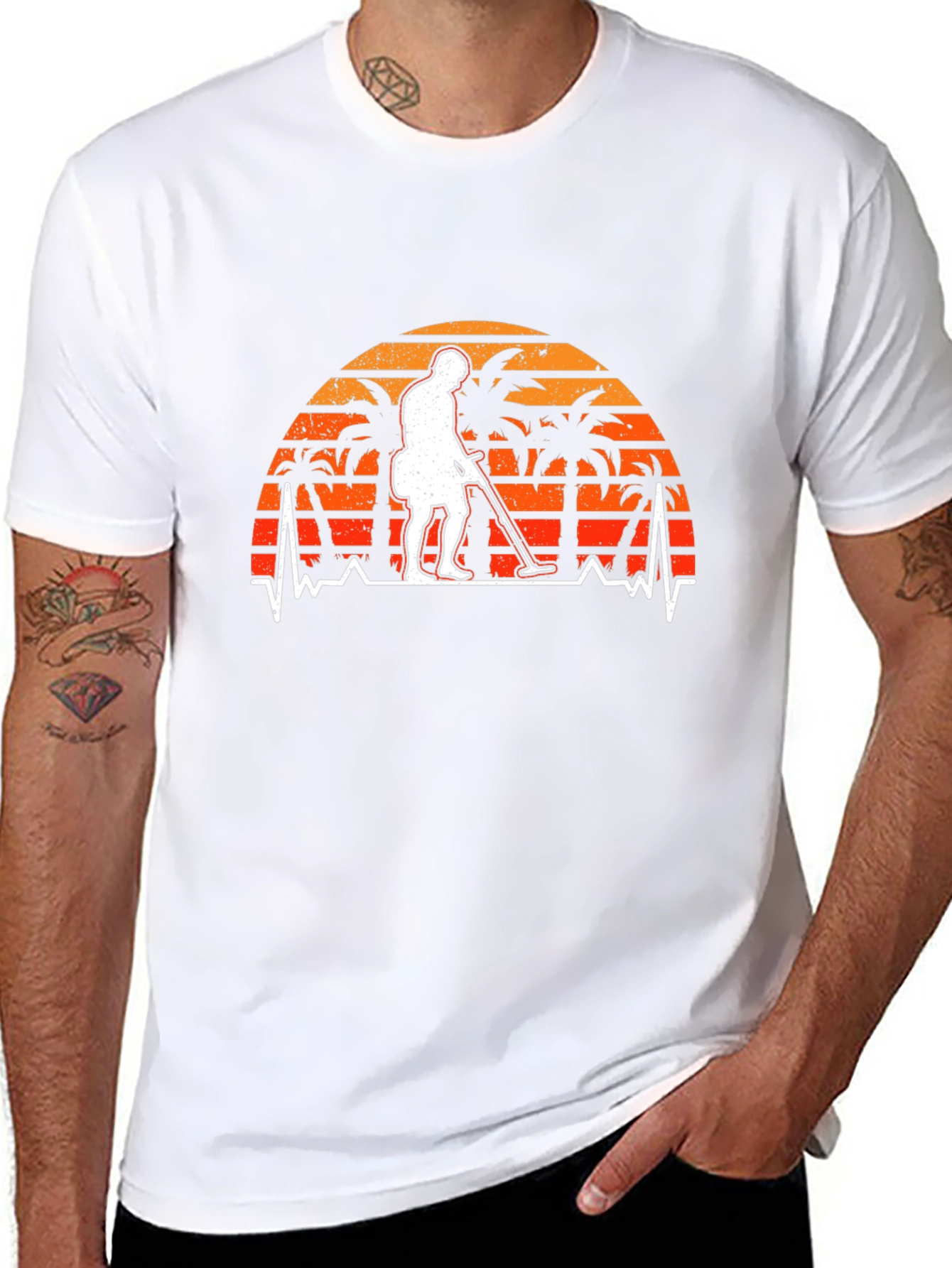 Metal Detector T-Shirt Palm Tree Sunset Pulse