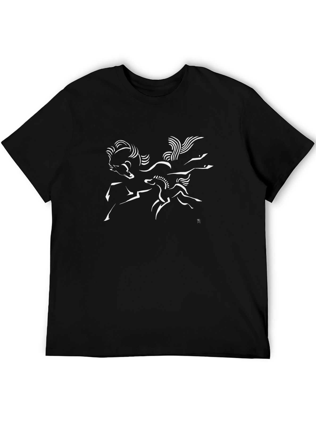 Abstract Horse Graphic Black T-Shirt