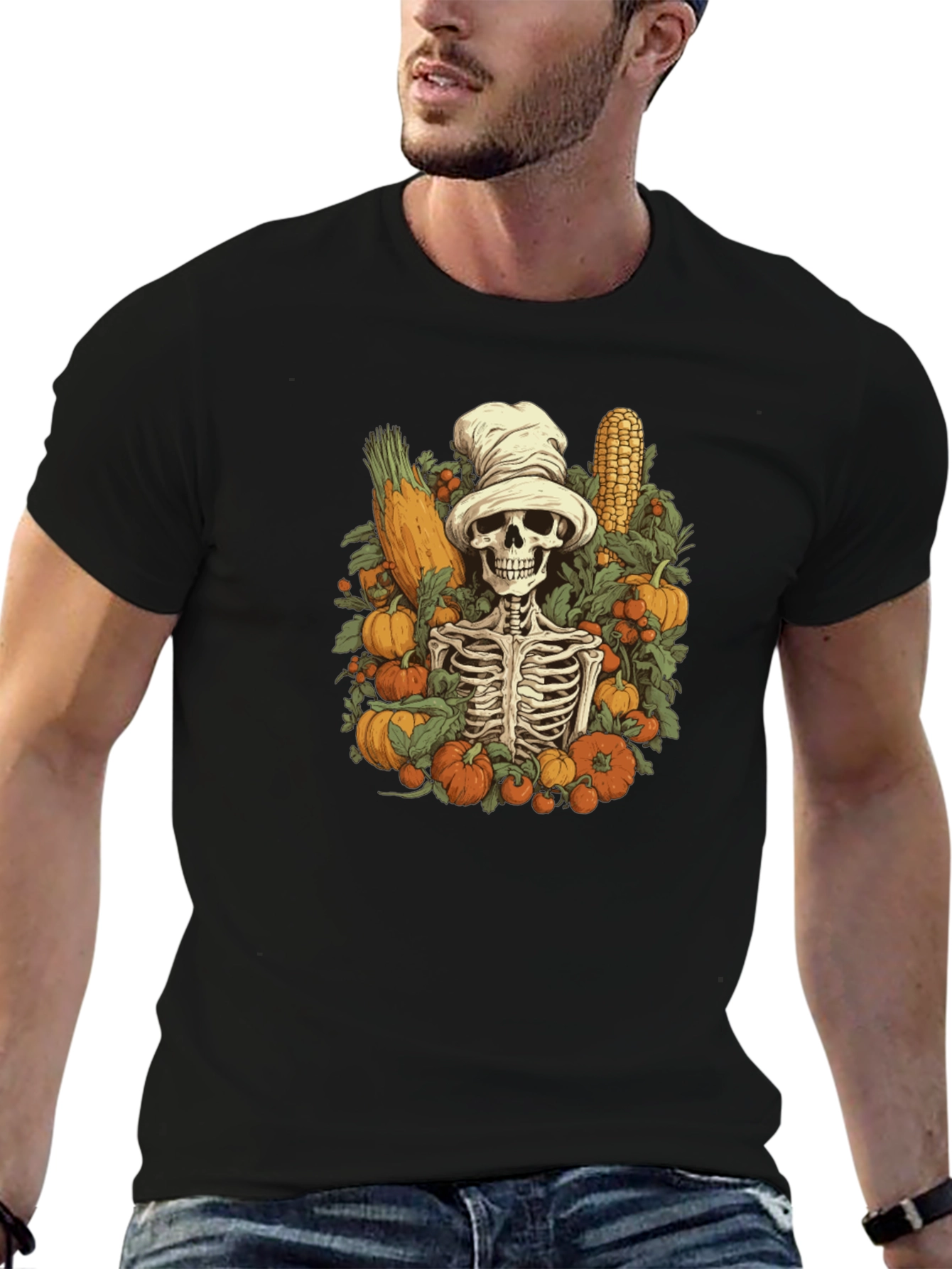 Harvest Skeleton Chef T-Shirt - Fall Festive Style