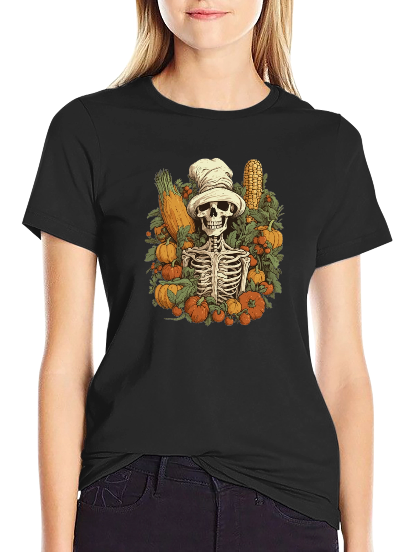 Harvest Skeleton Chef T-Shirt - Fall Festive Style