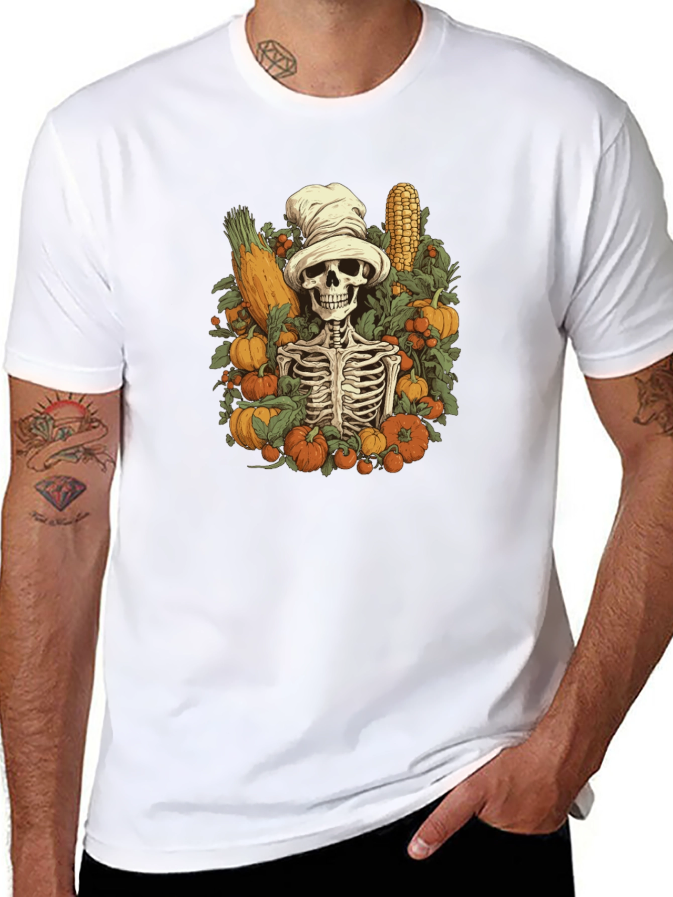 Harvest Skeleton Chef T-Shirt - Fall Festive Style