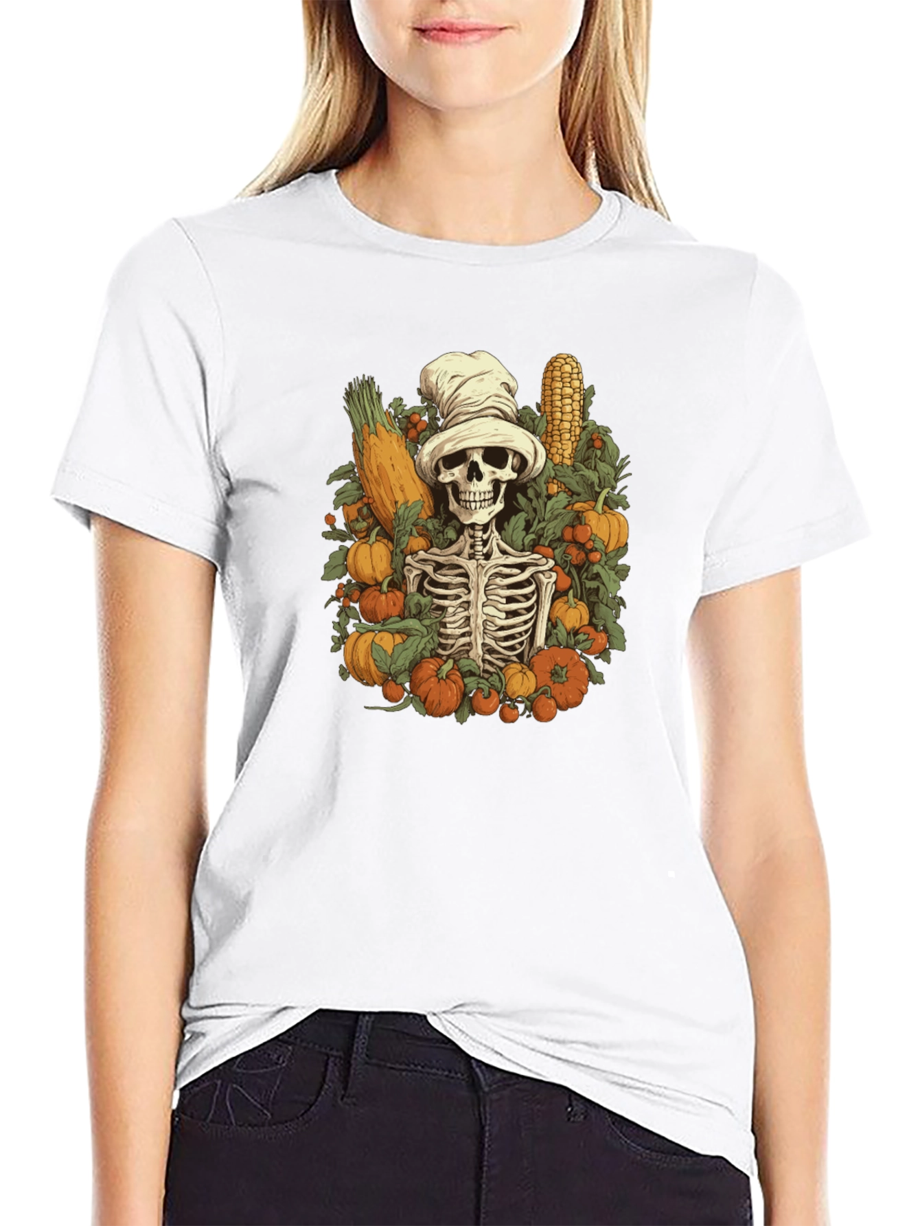 Harvest Skeleton Chef T-Shirt - Fall Festive Style